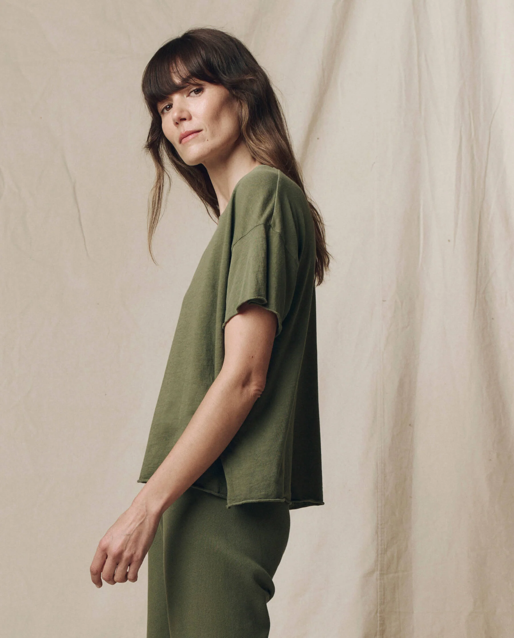 The Crop Tee. Solid -- Heritage Army - Image 3