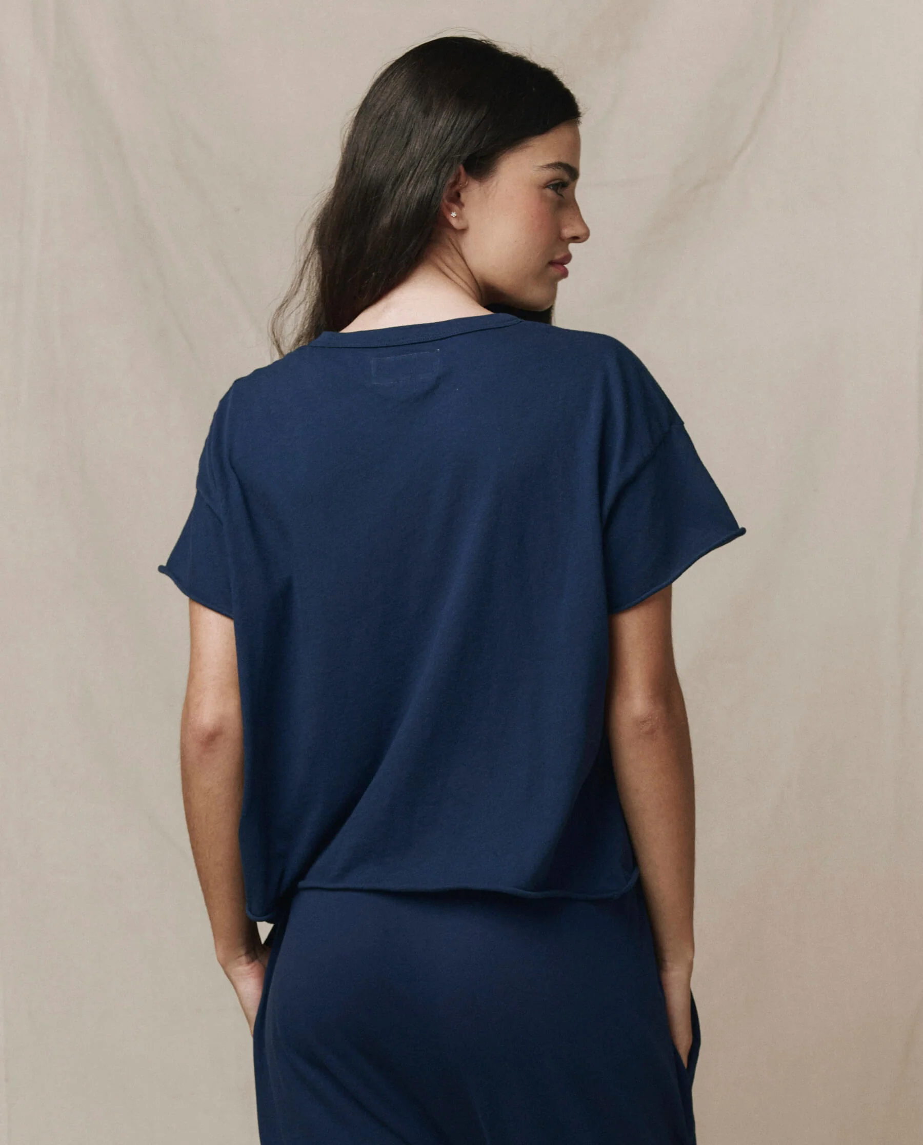 The Crop Tee. Solid -- True Navy - Image 3