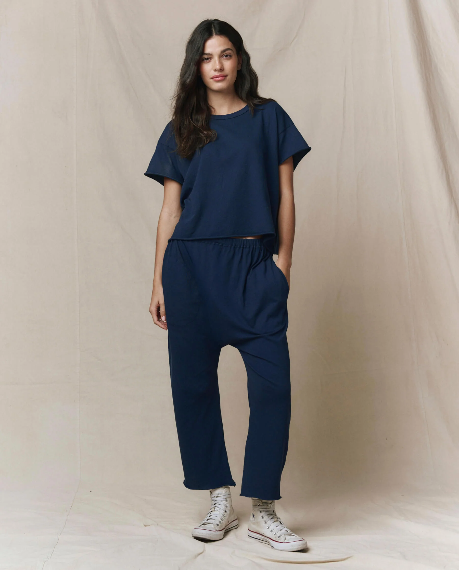 The Crop Tee. Solid -- True Navy - Image 4
