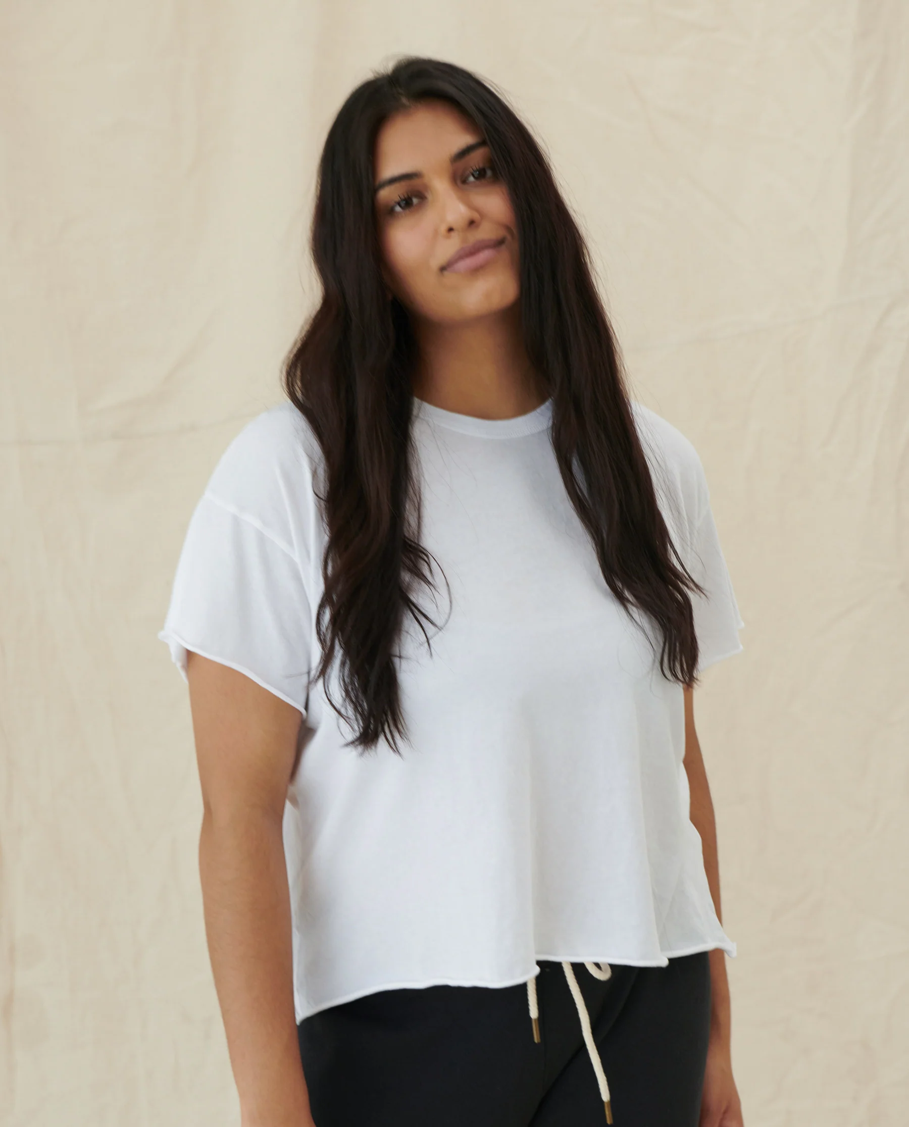 The Crop Tee. Solid -- True White - Image 3