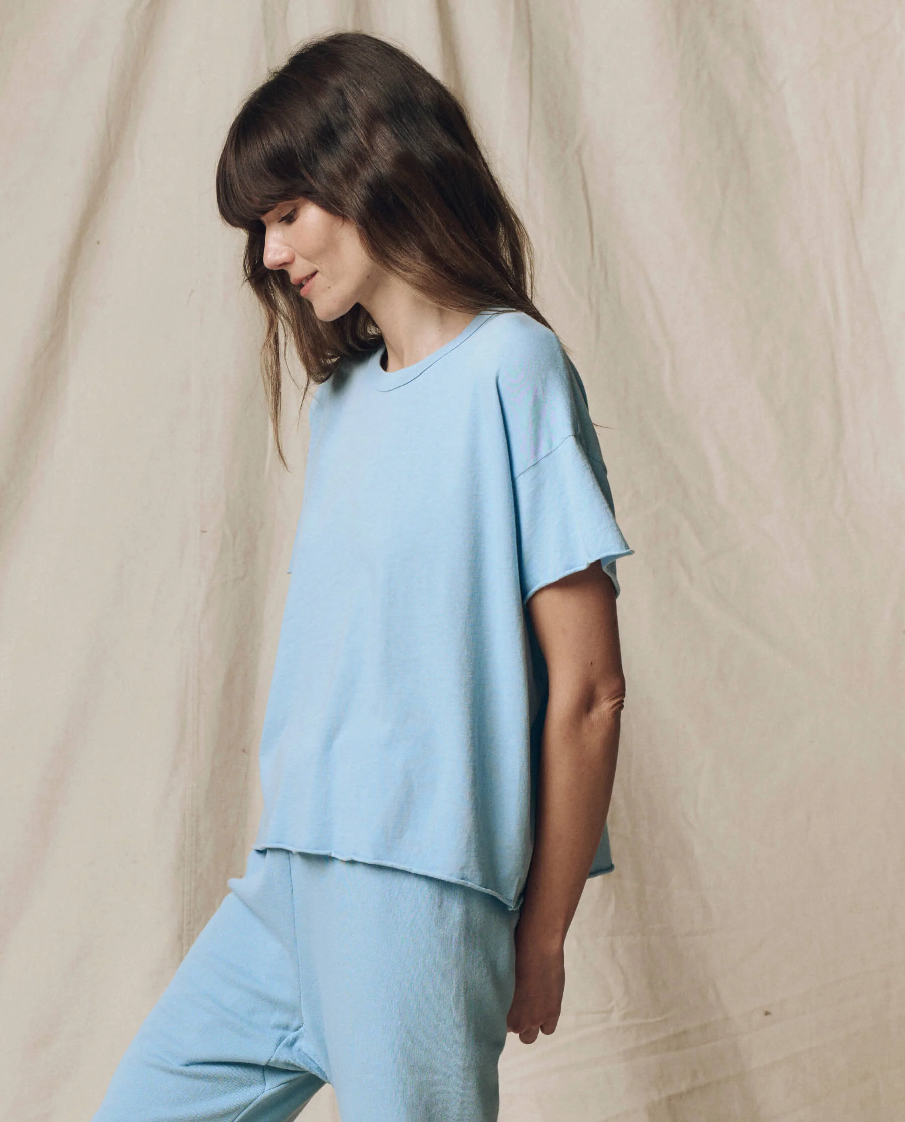 The Crop Tee. Solid -- Vista Blue - Image 3