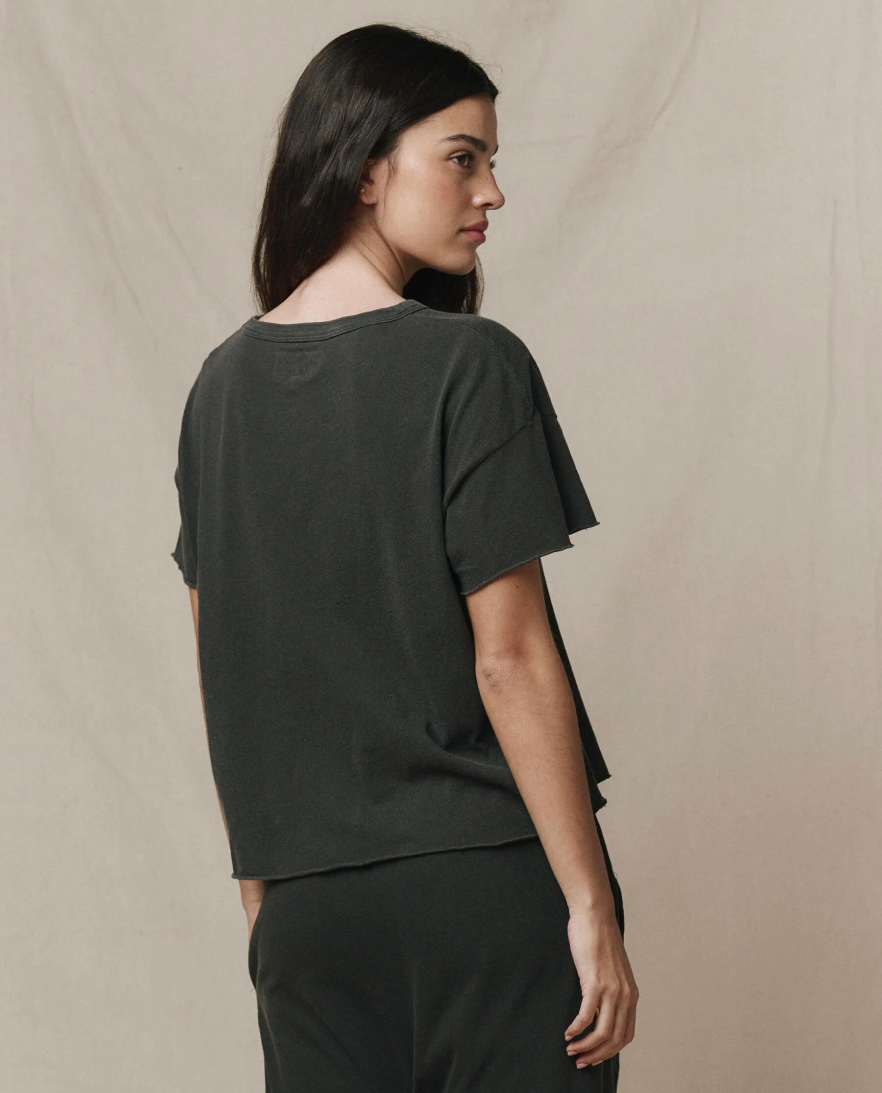 The Crop Tee. Solid -- Washed Black - Image 4