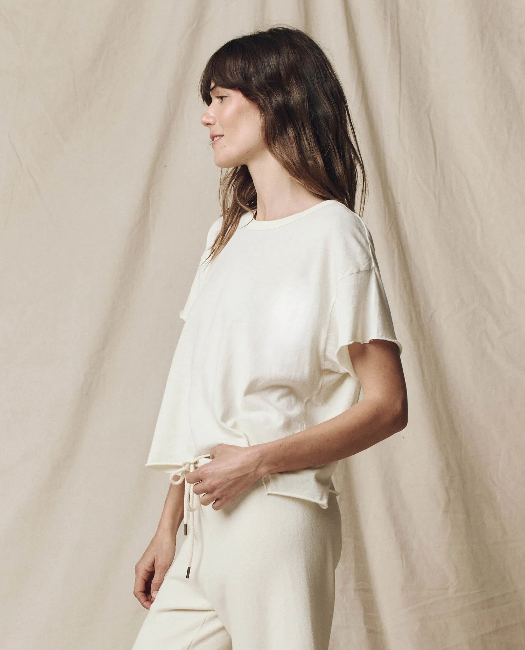 The Crop Tee. Solid -- Washed White - Image 3