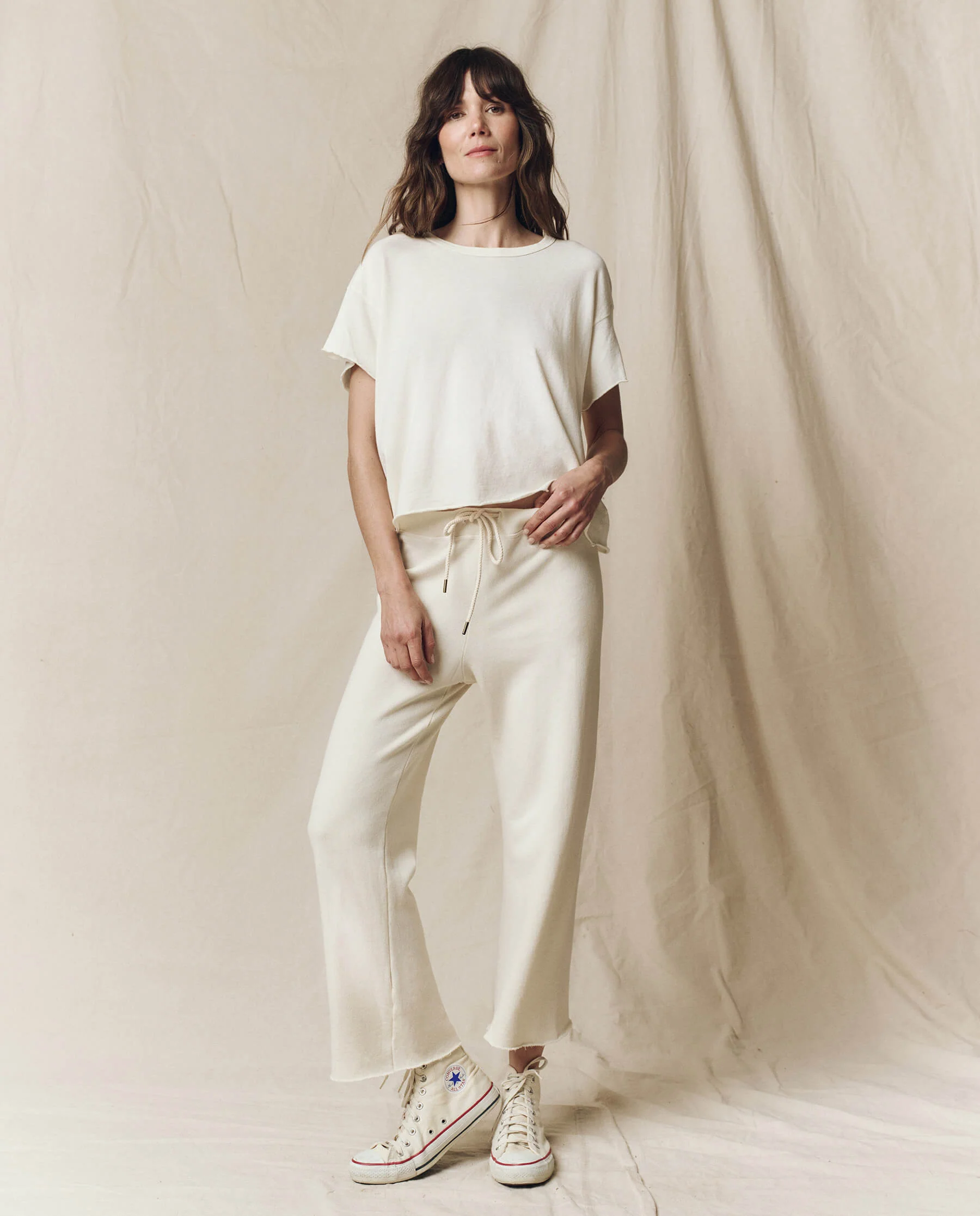 The Crop Tee. Solid -- Washed White - Image 4