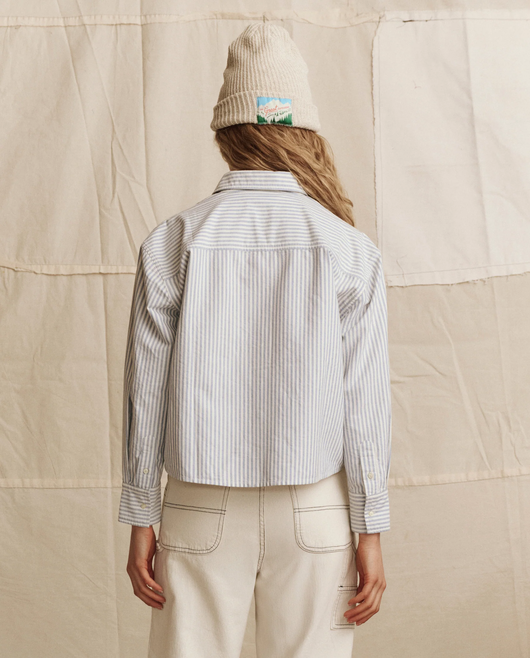 The Cropped Oxford Shirt. -- Soft Blue Stripe - Image 2