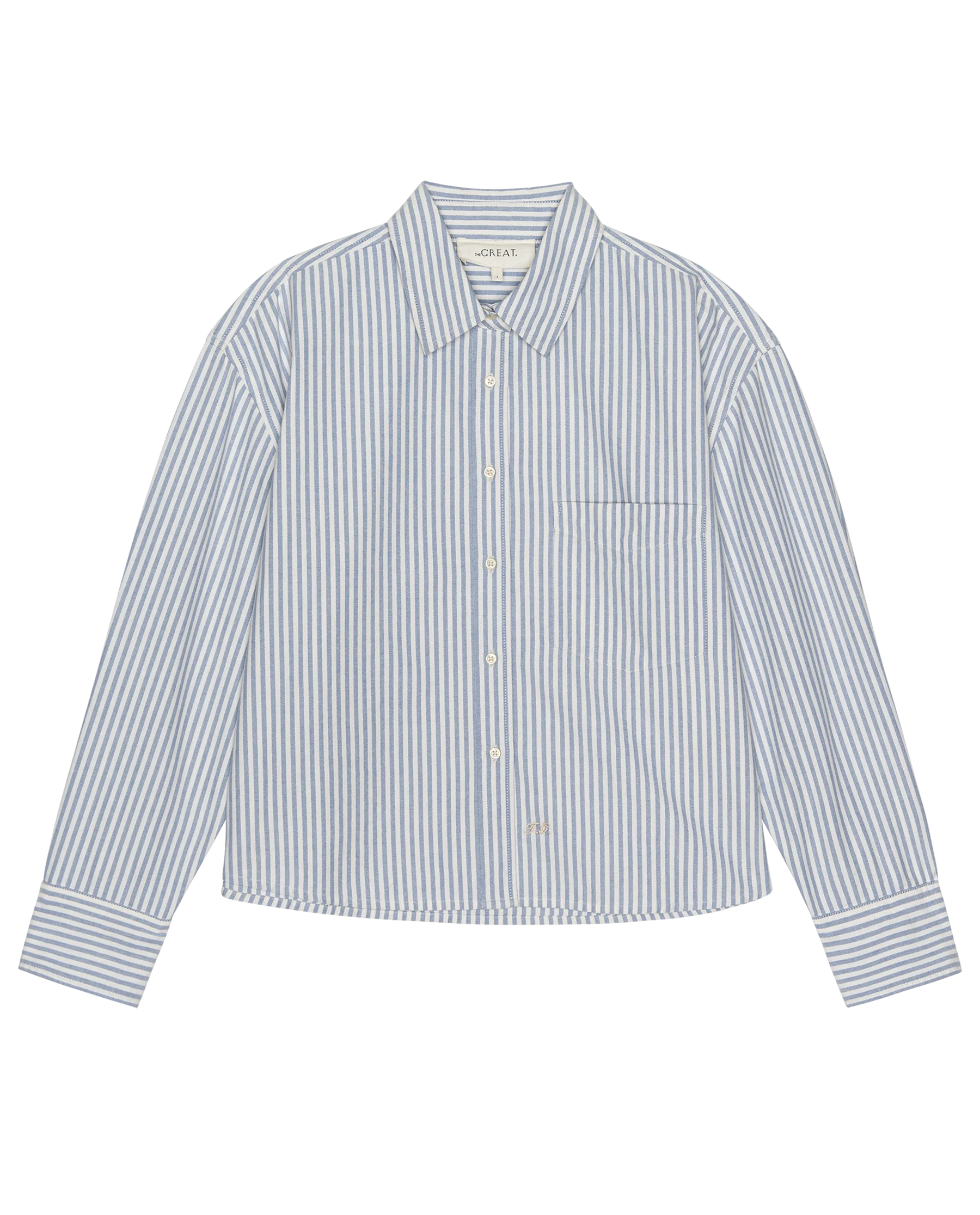 The Cropped Oxford Shirt. -- Soft Blue Stripe - Image 5