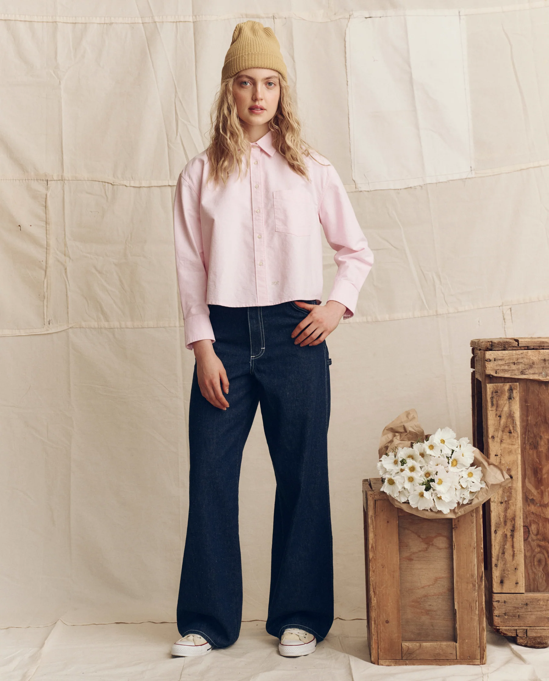 The Cropped Oxford Shirt. -- Soft Pink - Image 4