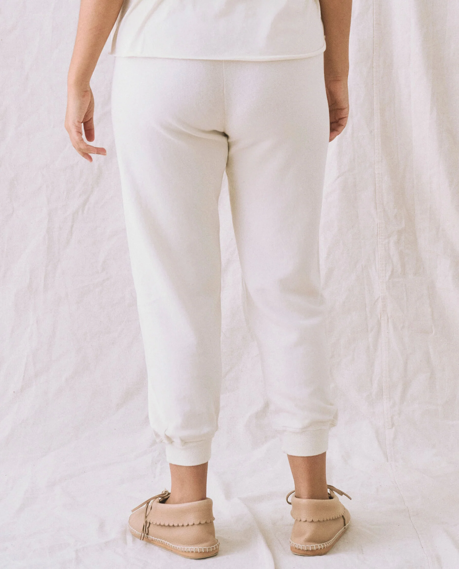 The Cropped Sweatpant. Solid -- Washed White - Image 3