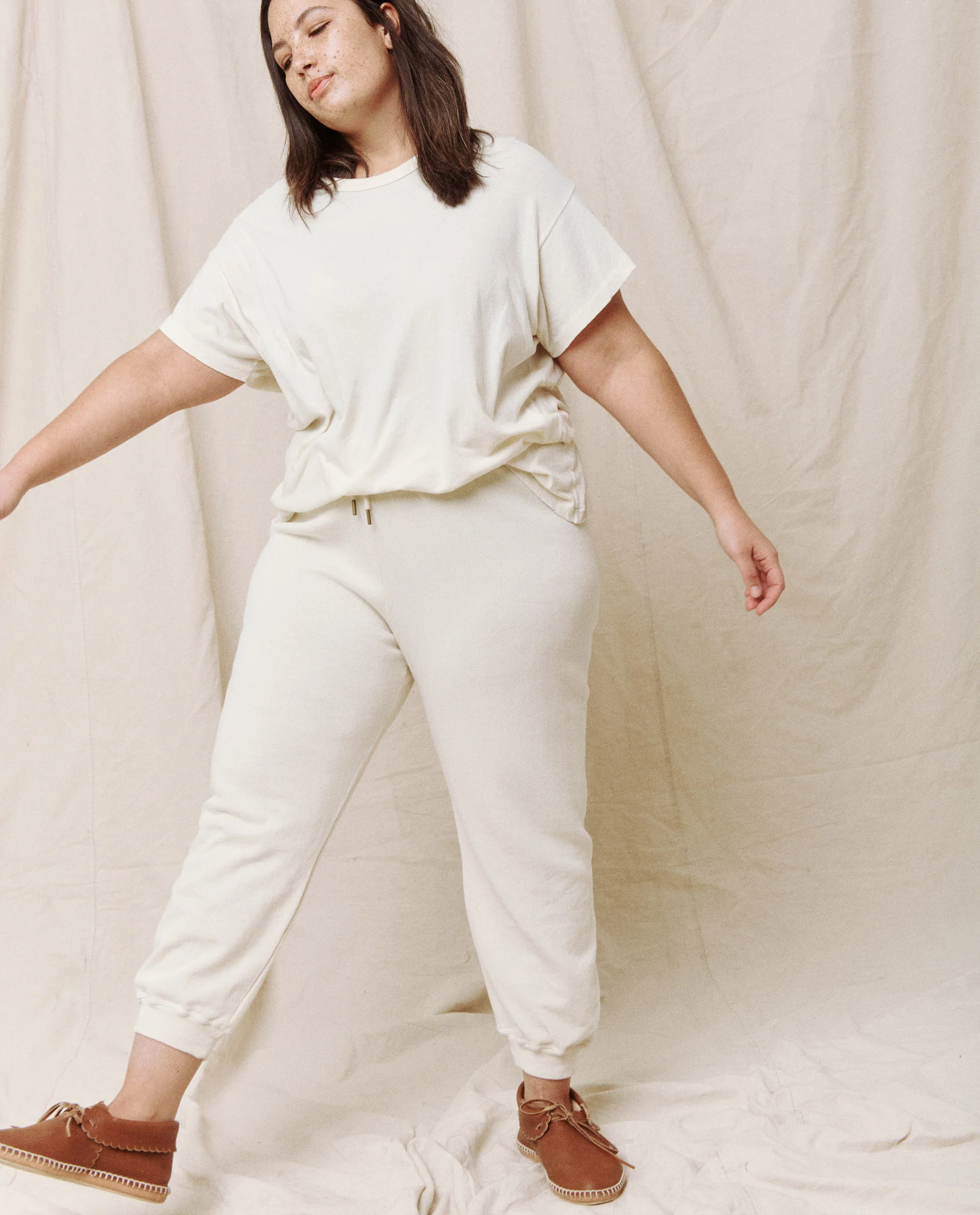 The Cropped Sweatpant. Solid -- Washed White - Image 5