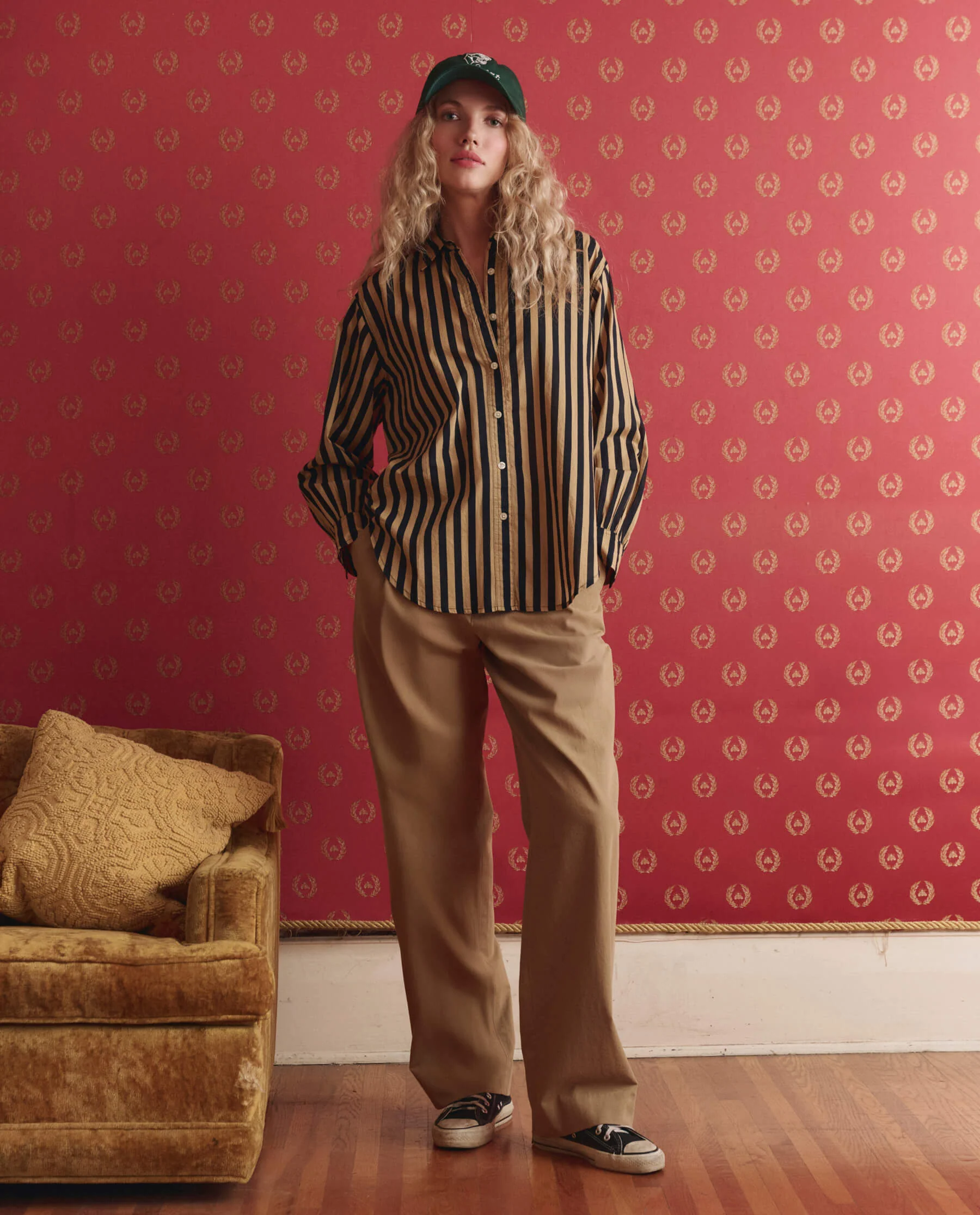 The Daily Button Up. -- Khaki/Black Club Stripe - Image 4