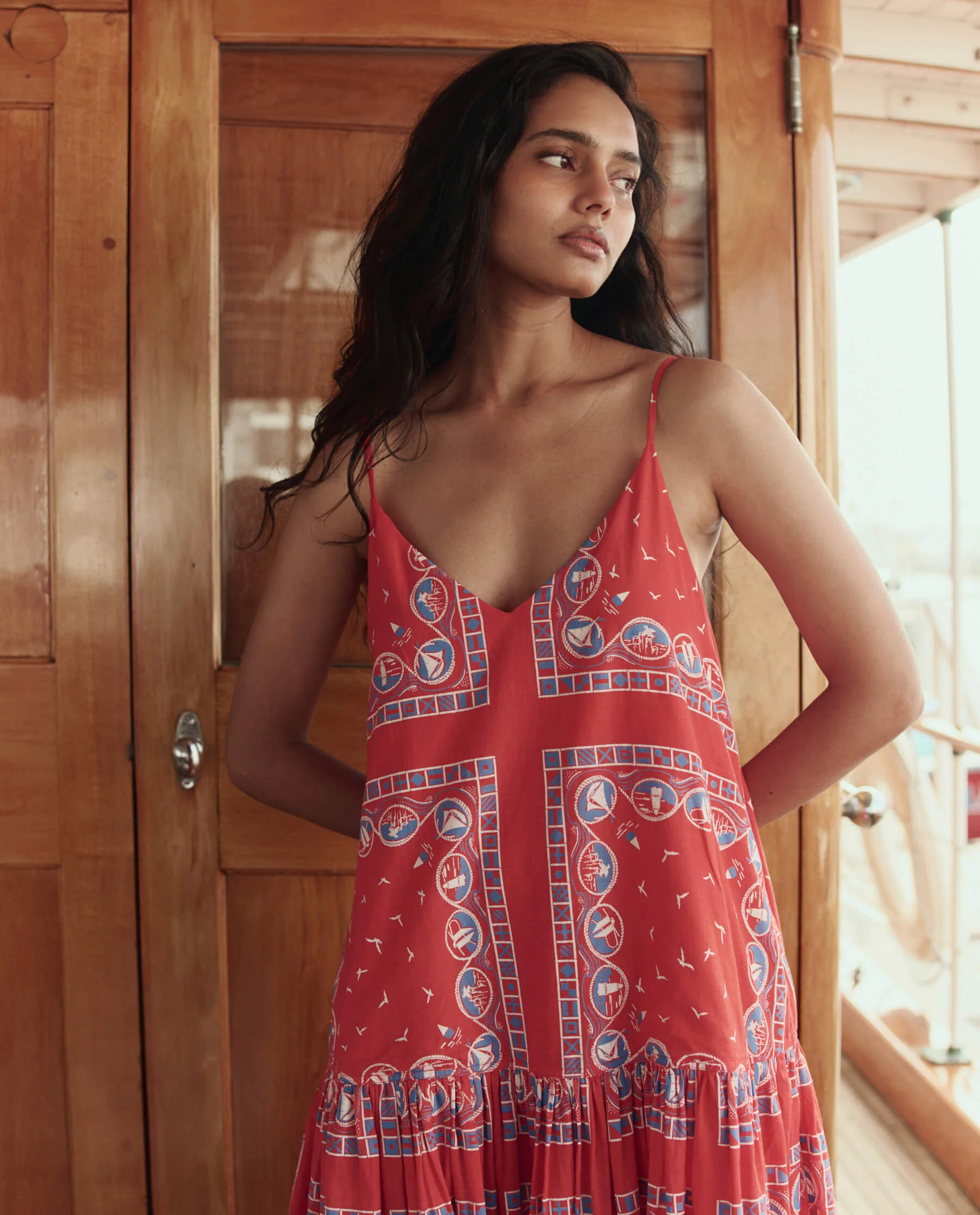 The Drop Waist Dress. -- Red Sailboat Bandana - Image 4