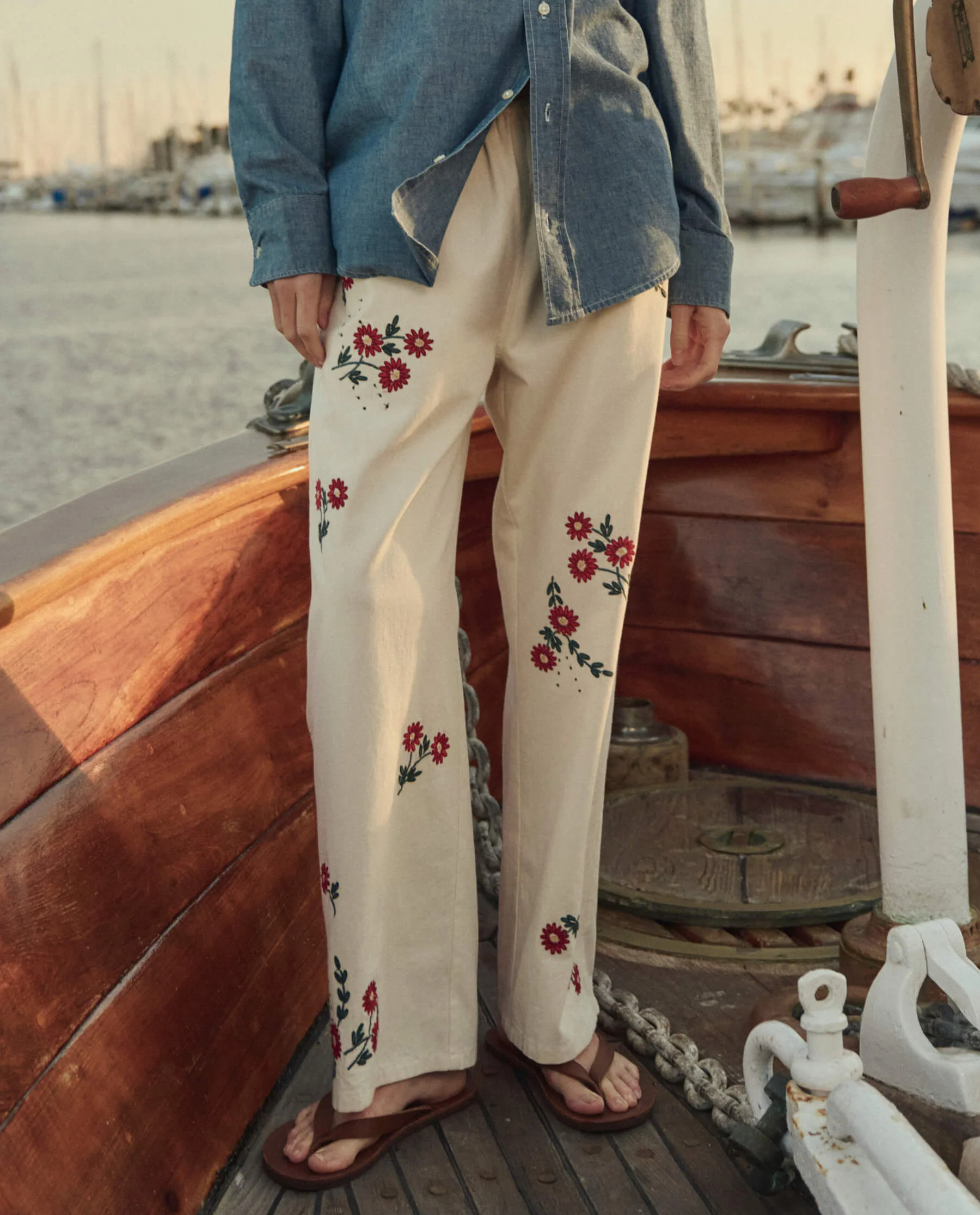 The Easy Pant. -- Natural With Field Floral Emb - Image 2