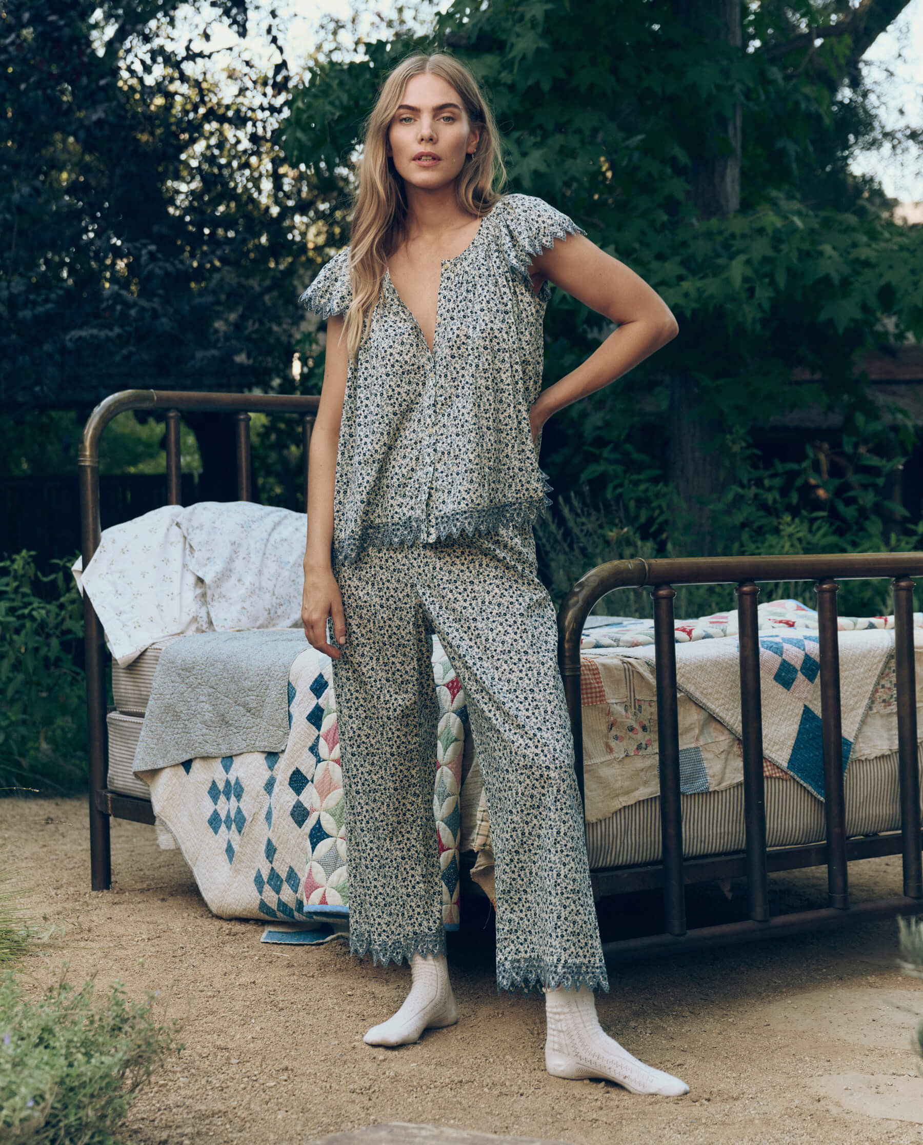 The Eyelet Easy Sleep Pant. -- Bluebell Ditsy - Image 4