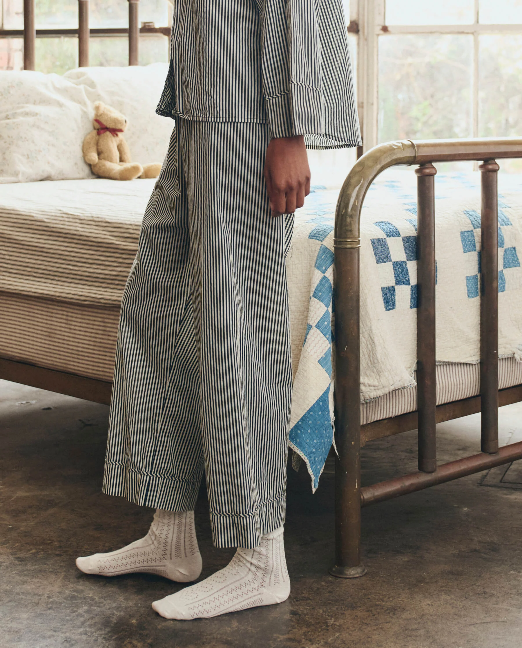 The Easy Sleep Pant. -- Black and Cream Crew Stripe - Image 4