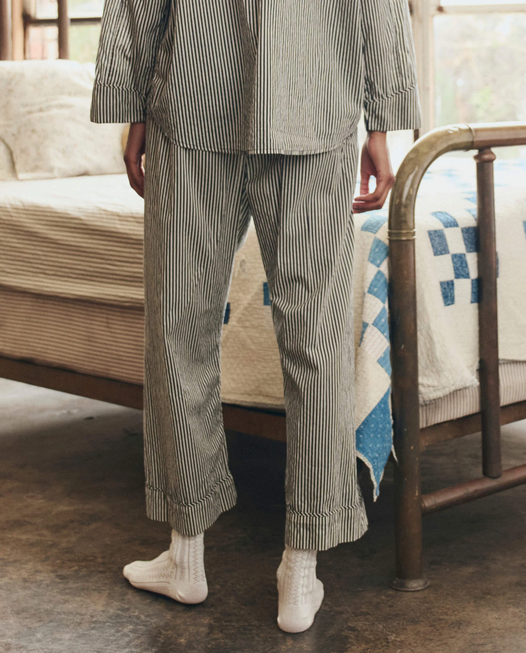 The Easy Sleep Pant. -- Black and Cream Crew Stripe - Image 5