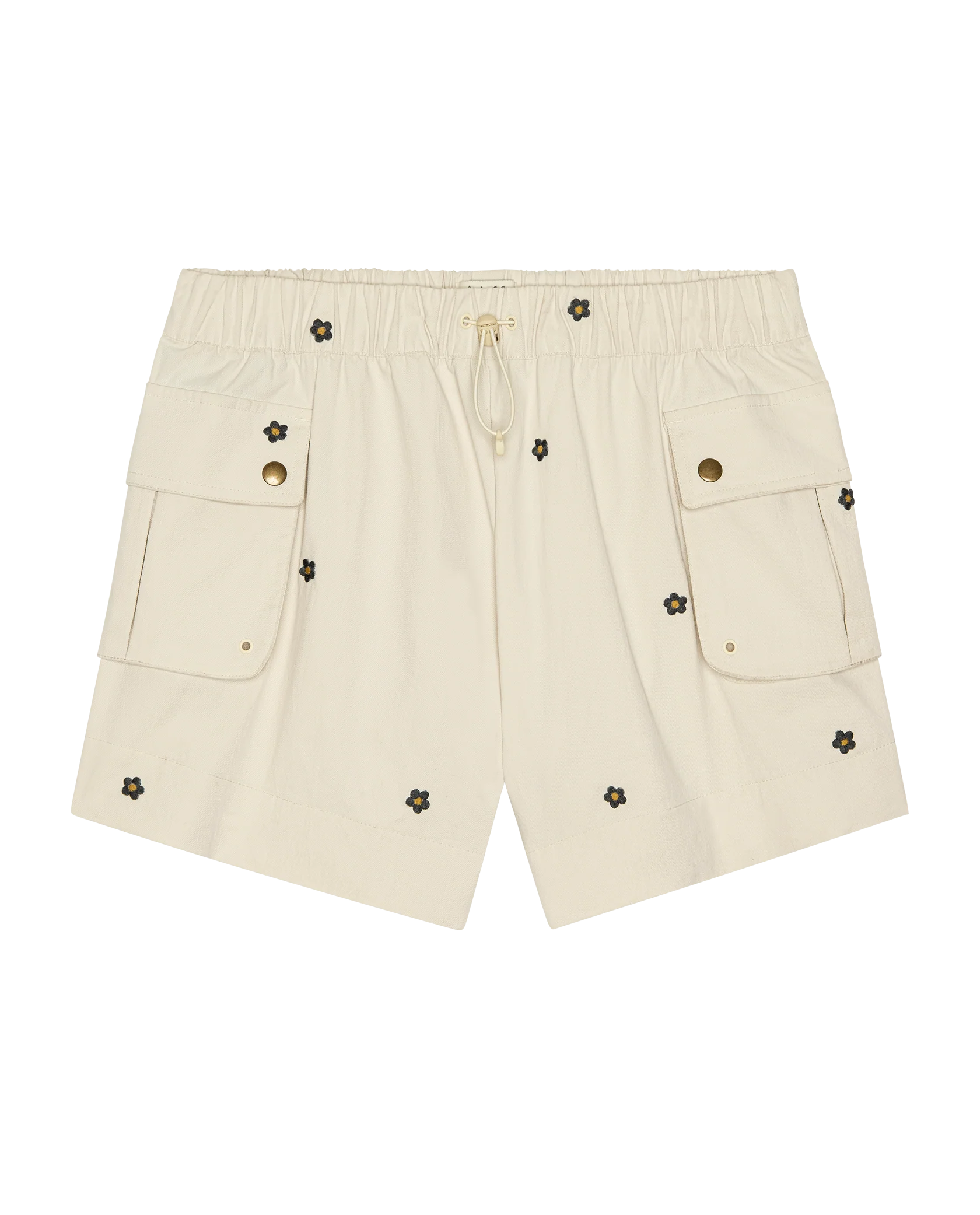 The Embroidered Cargo Short. -- Cream With Black Daisies - Image 6