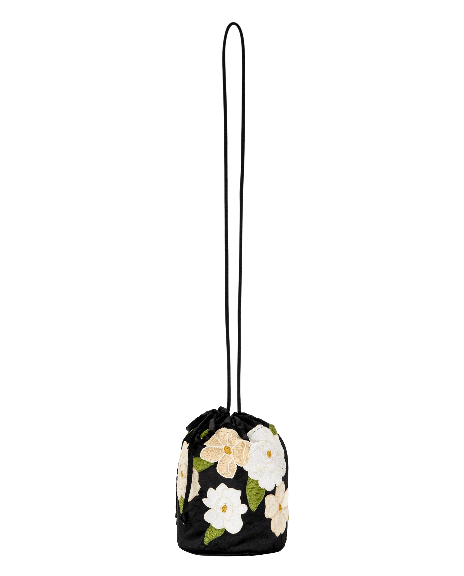 The Embroidered Cinched Bucket Bag. -- Black - Image 5