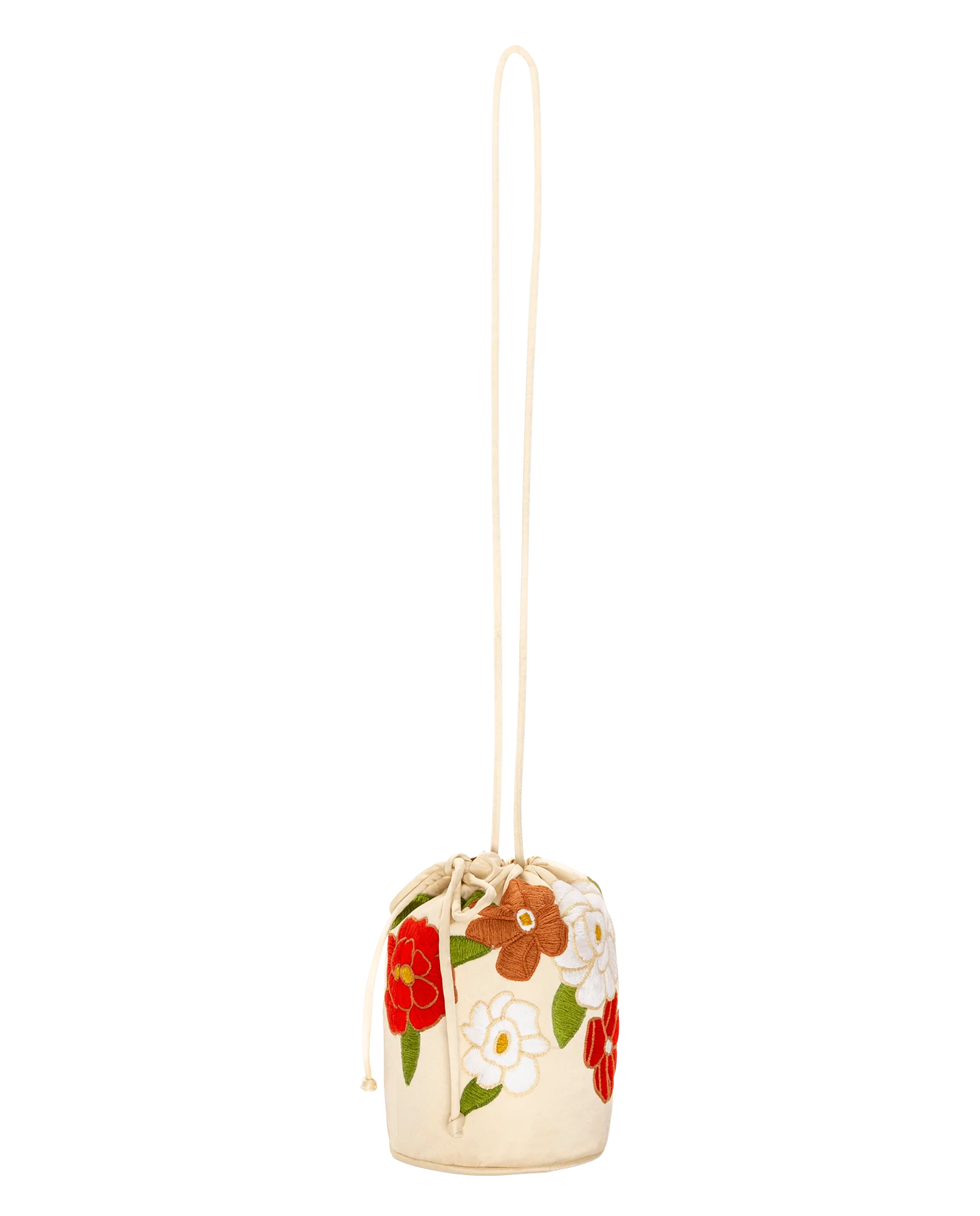 The Embroidered Cinched Bucket Bag. -- White - Image 5