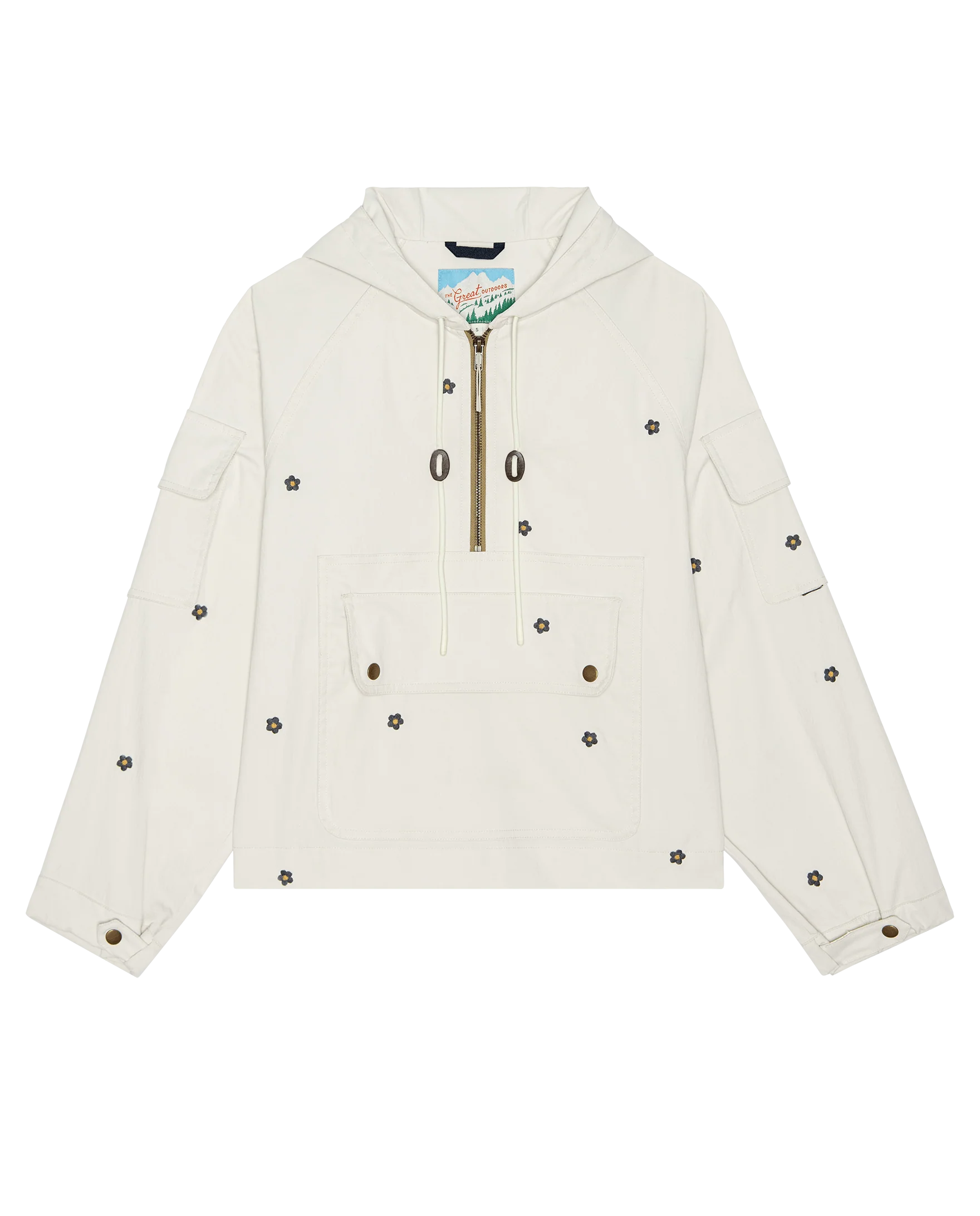 The Embroidered Cropped Trailhead Pullover. -- Cream With Black Daisies - Image 6