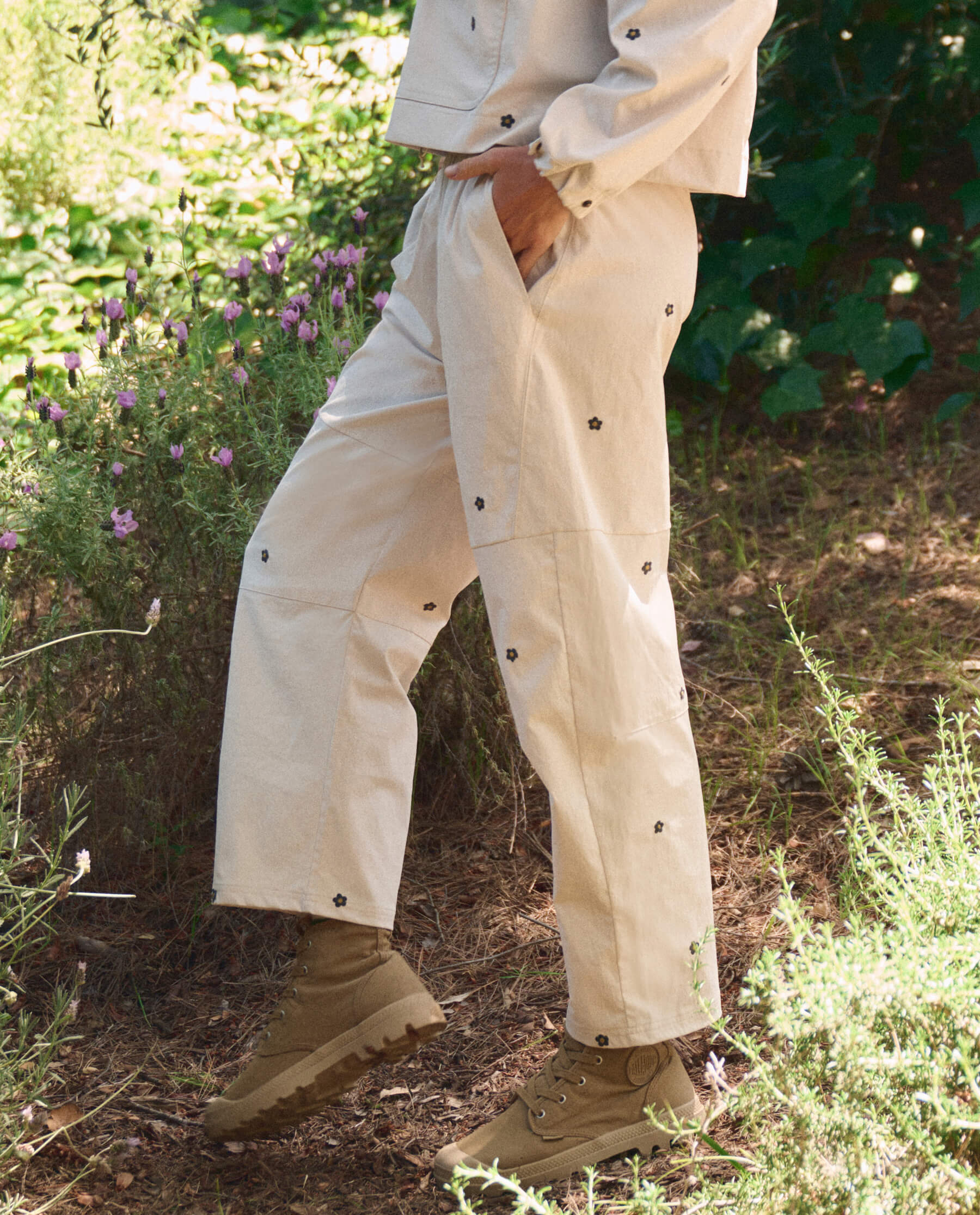 The Embroidered Outpost Pant. -- Cream With Black Daisies - Image 3