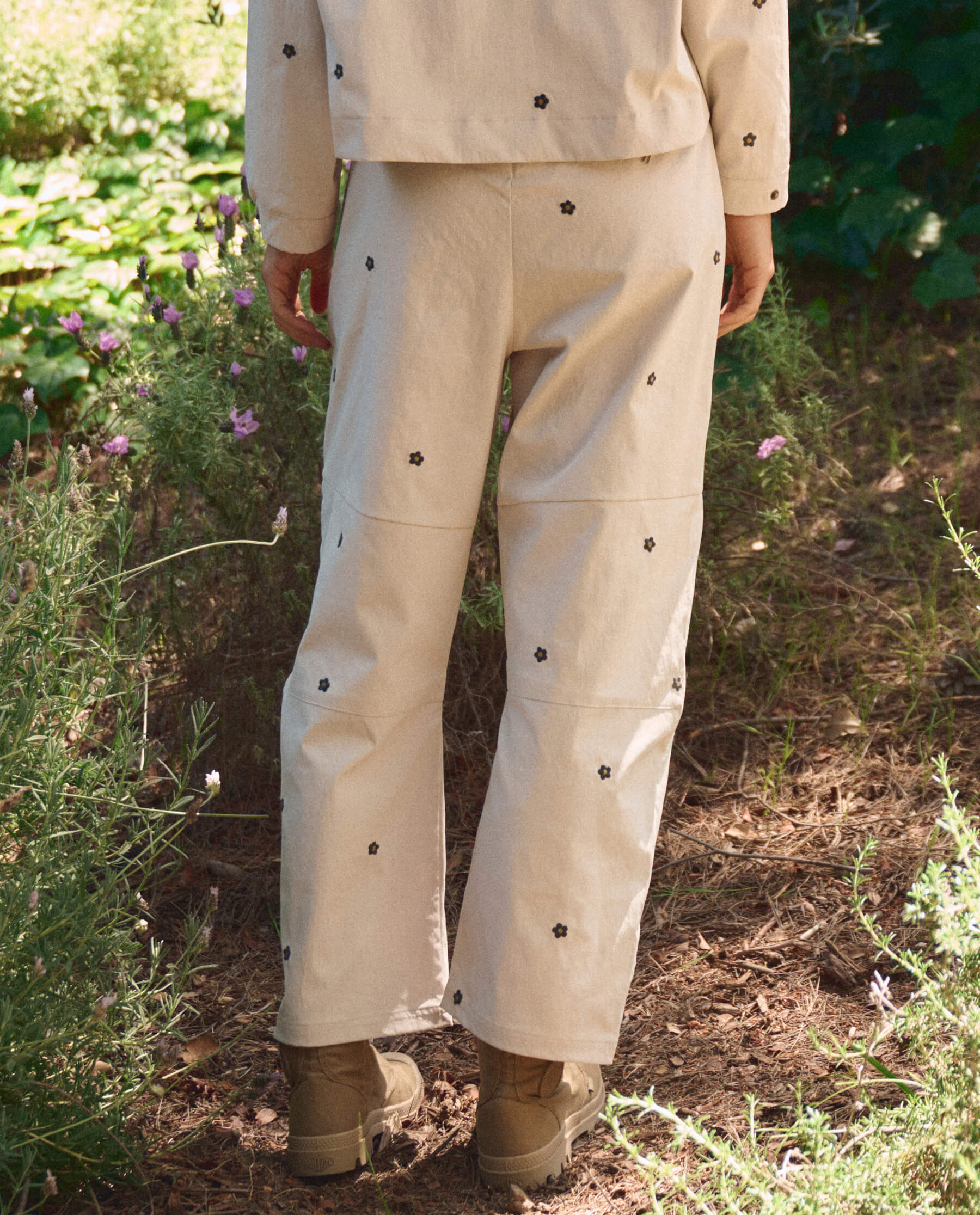 The Embroidered Outpost Pant. -- Cream With Black Daisies - Image 4
