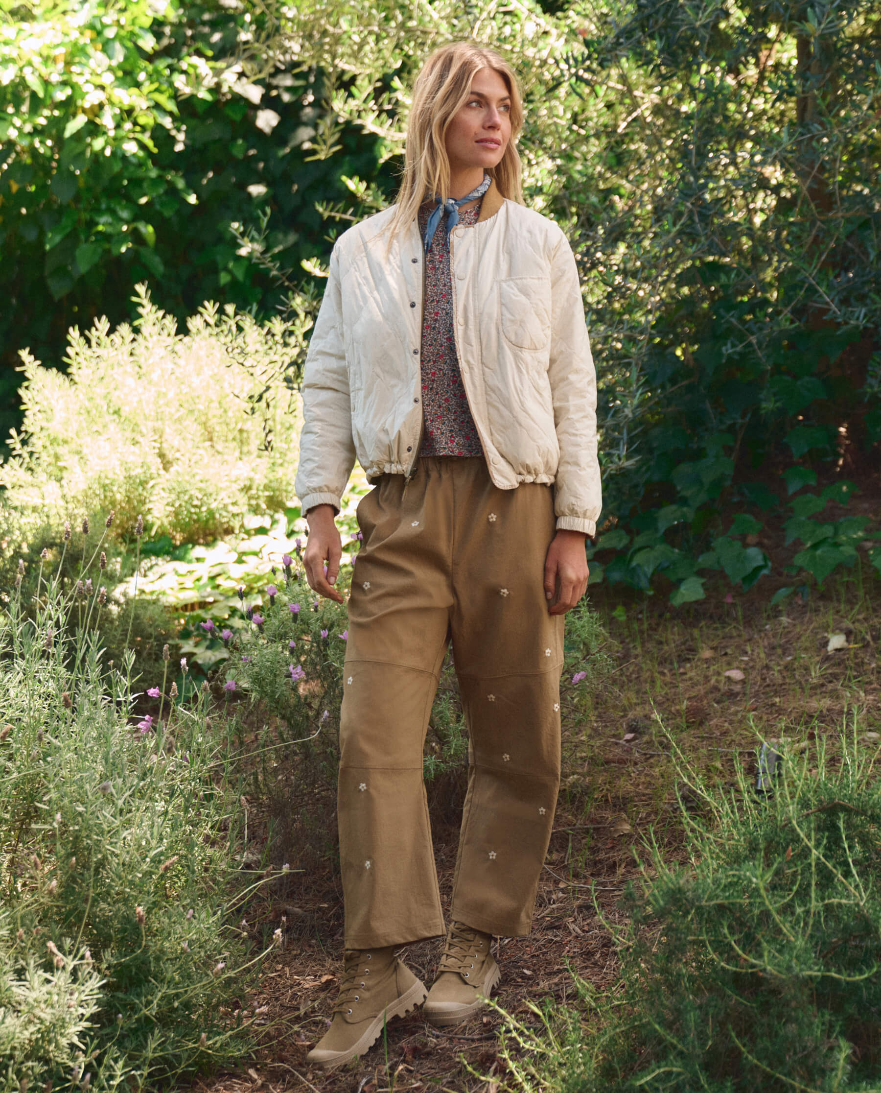 The Embroidered Outpost Pant. -- Khaki With Cream Daisies - Image 3