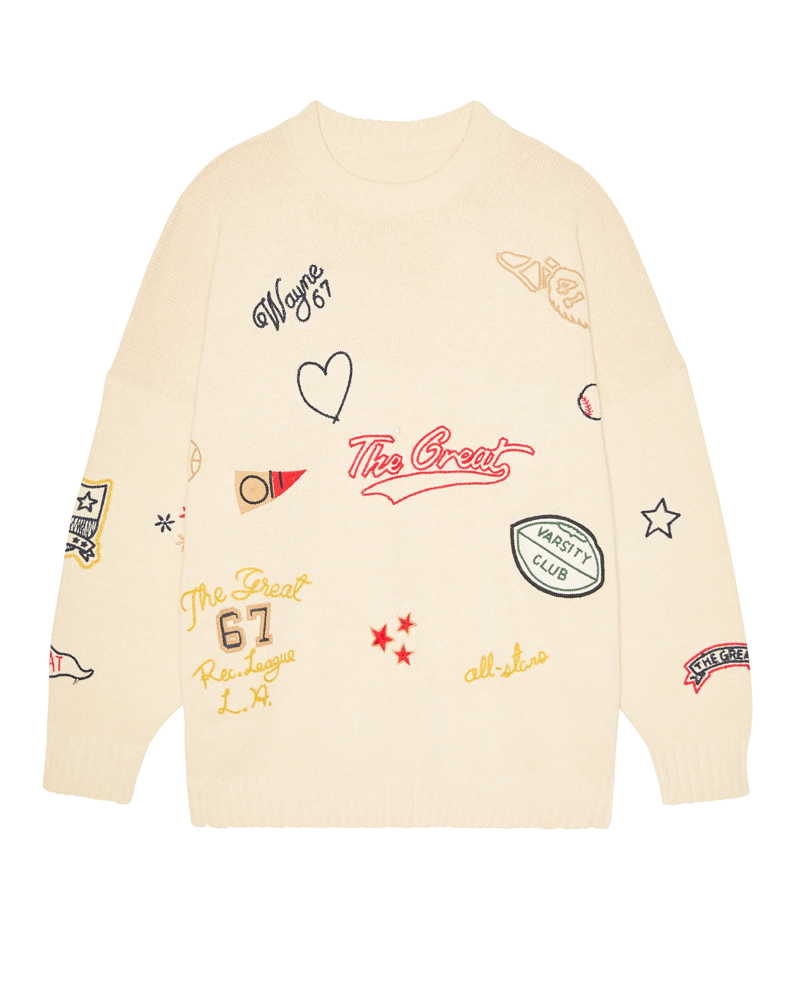 The Embroidered Oversize Crew Pullover. -- Cream - Image 5