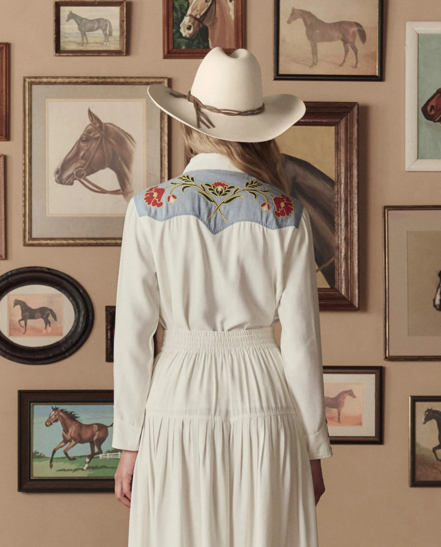 The Embroidered Western Shirt. -- Cream With Chambray Mix Multi Emb - Image 4