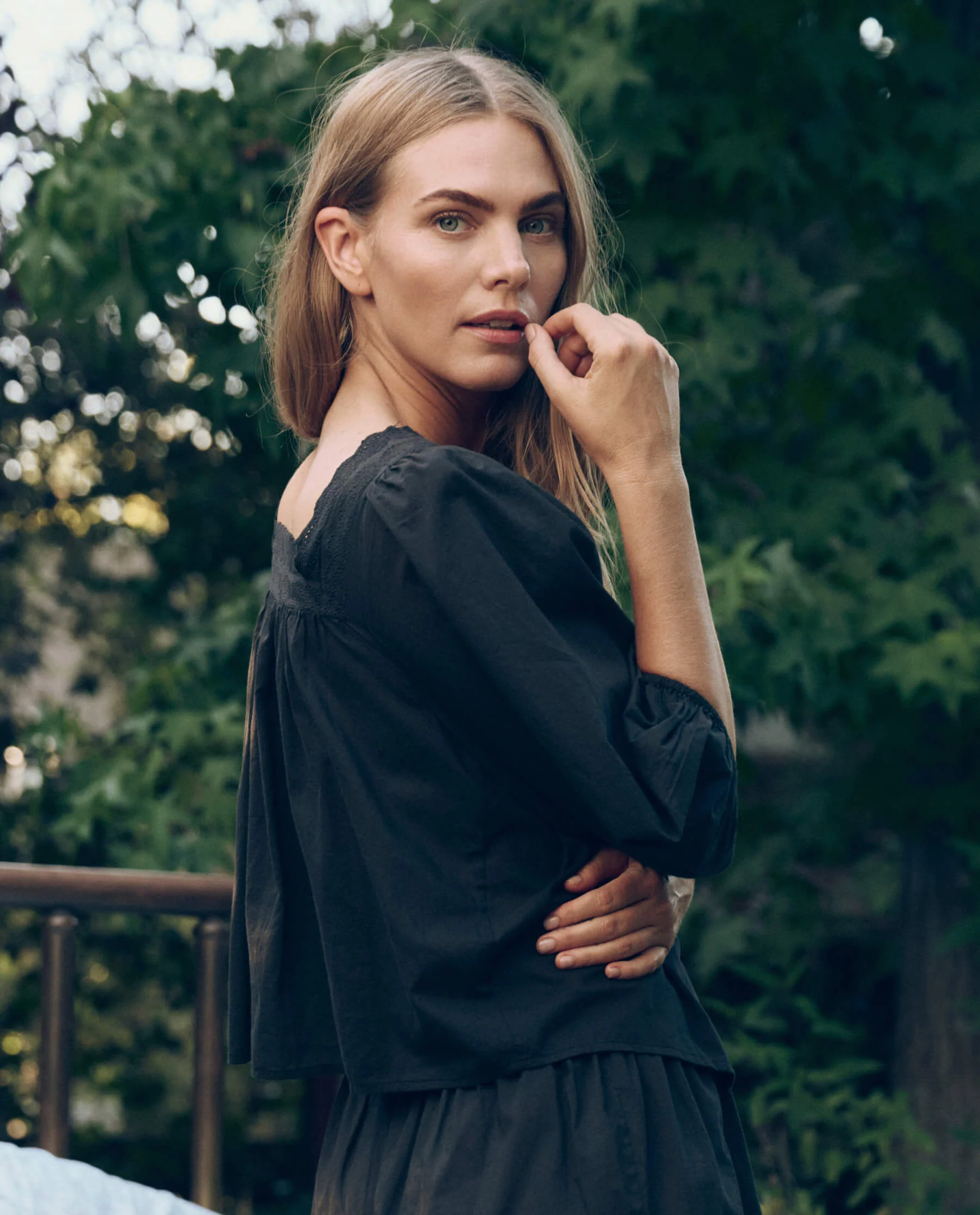The Eyelet Button Sleep Top. -- Black - Image 3