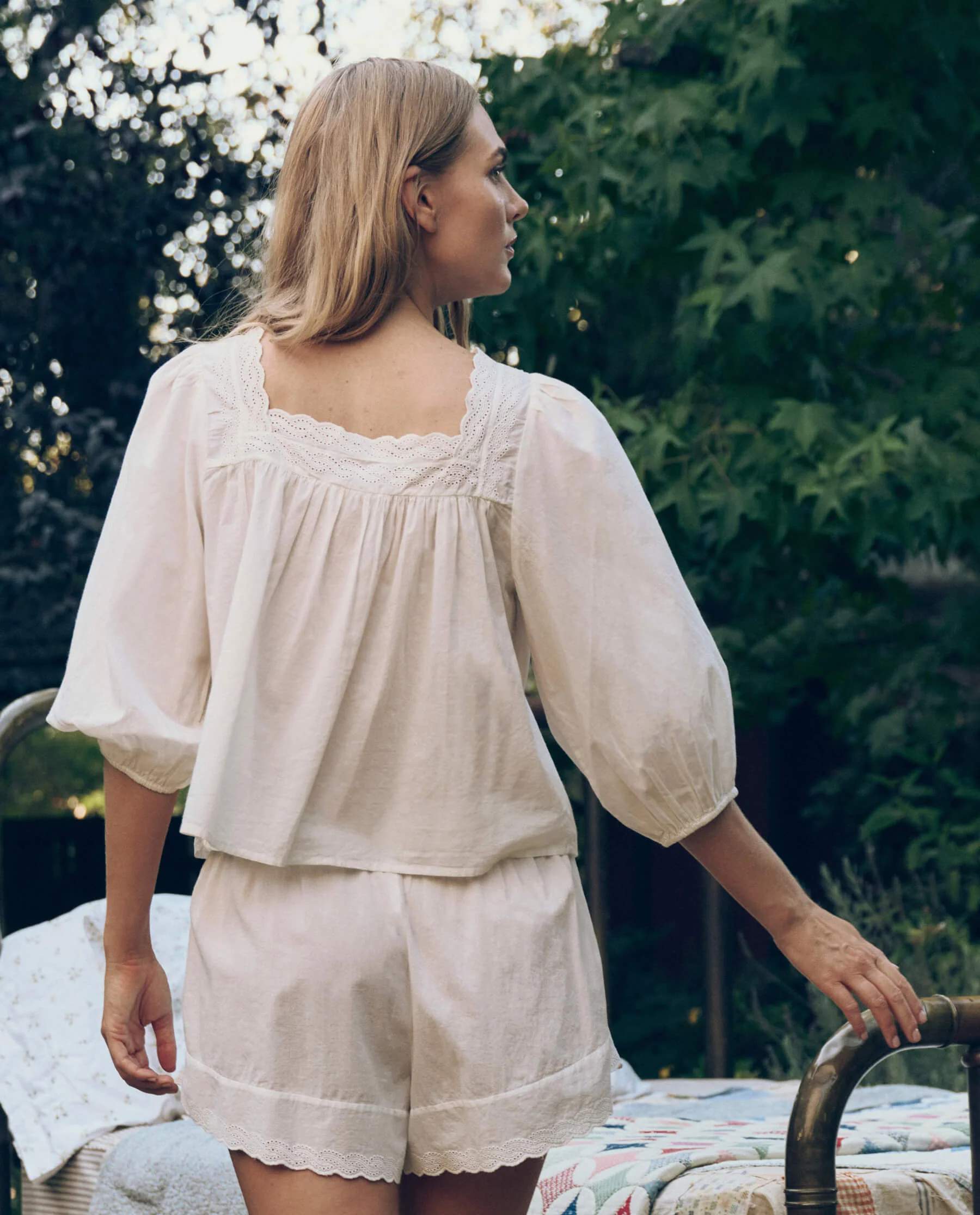 The Eyelet Button Sleep Top. -- True White - Image 3