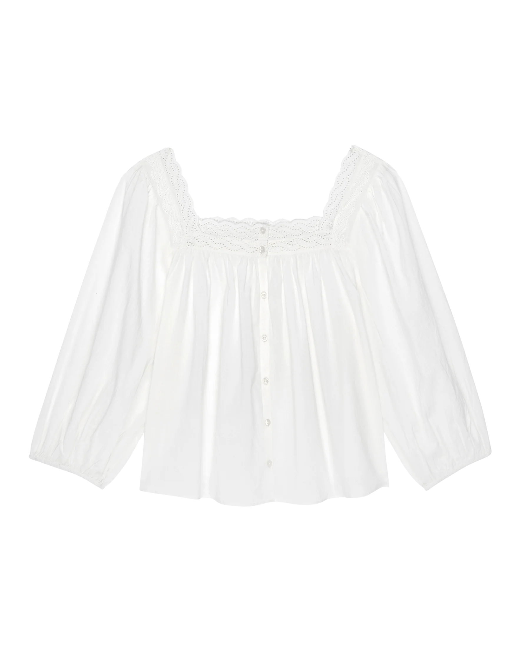The Eyelet Button Sleep Top. -- True White - Image 6