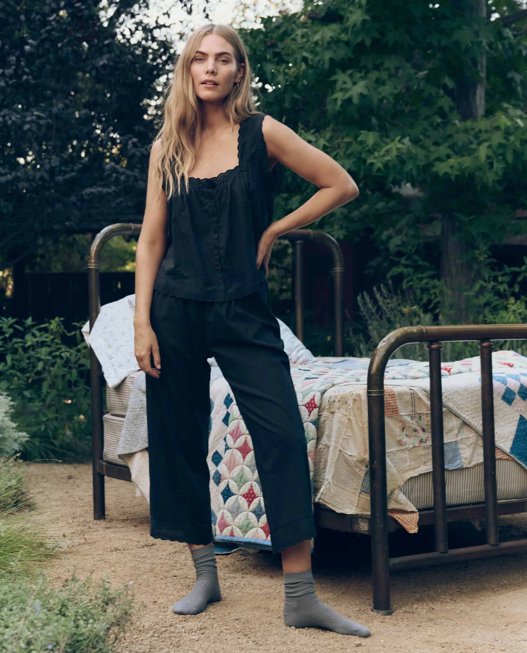The Eyelet Easy Sleep Pant. -- Black - Image 4
