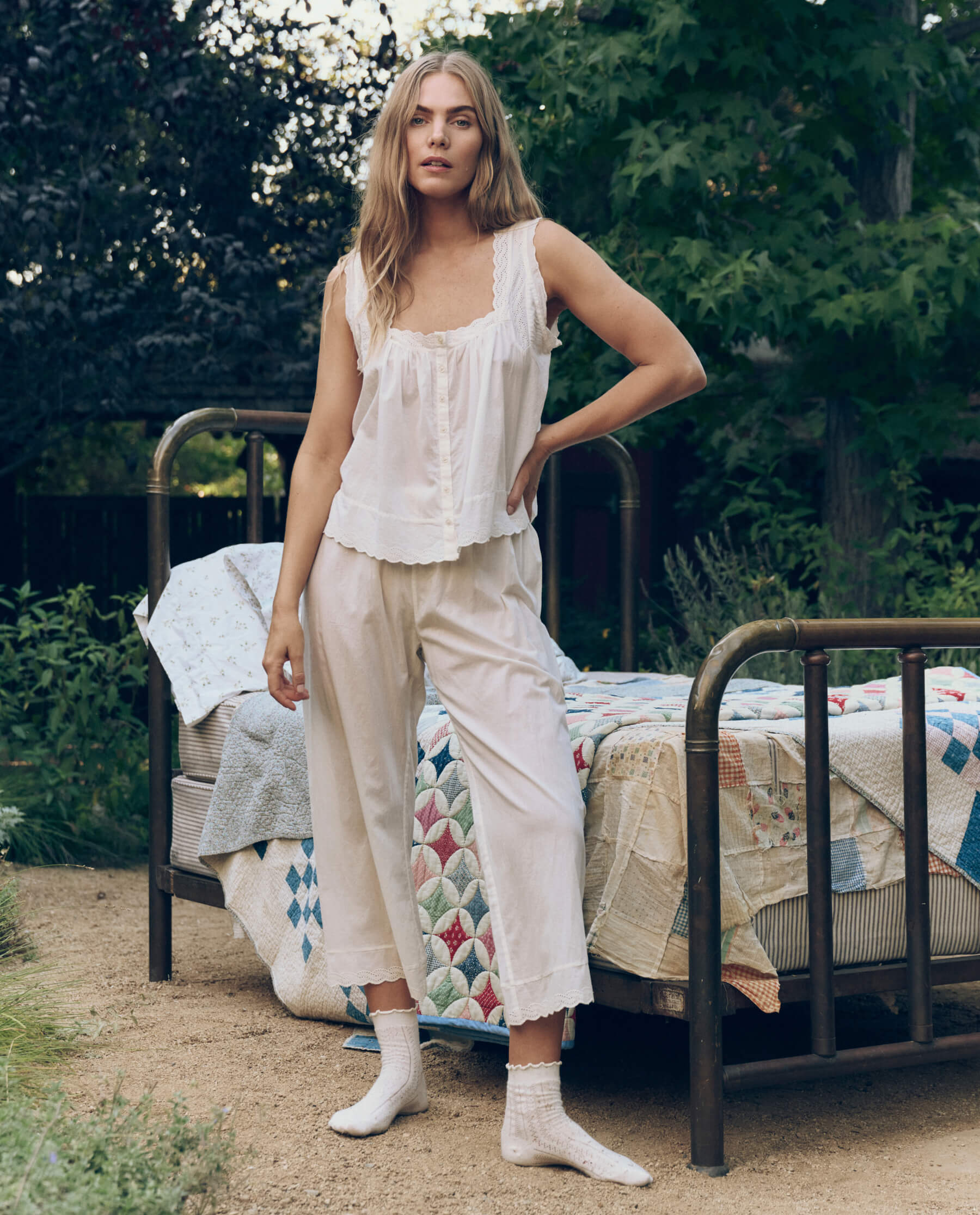 The Eyelet Easy Sleep Pant. -- True White - Image 4