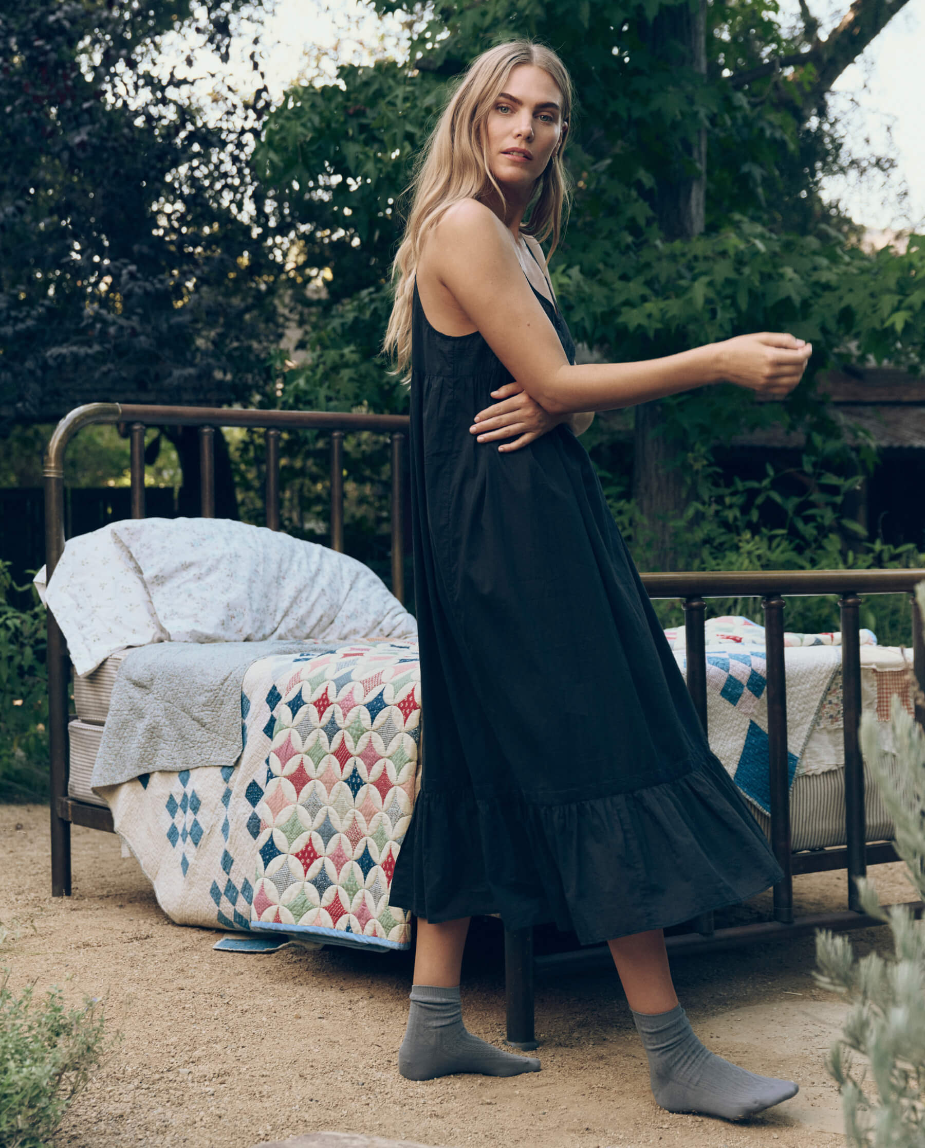 The Eyelet Ruffle Tank Night Dress. -- Black - Image 4