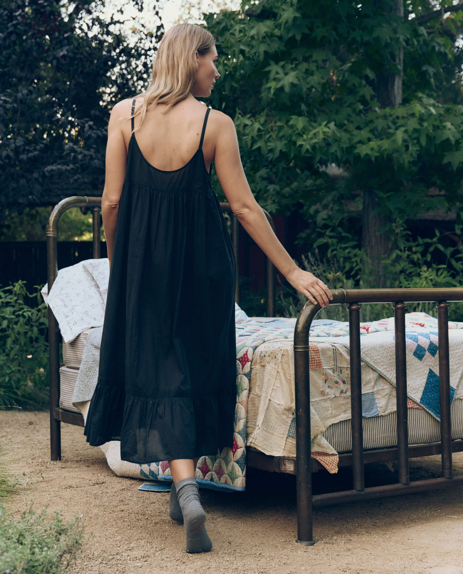 The Eyelet Ruffle Tank Night Dress. -- Black - Image 5