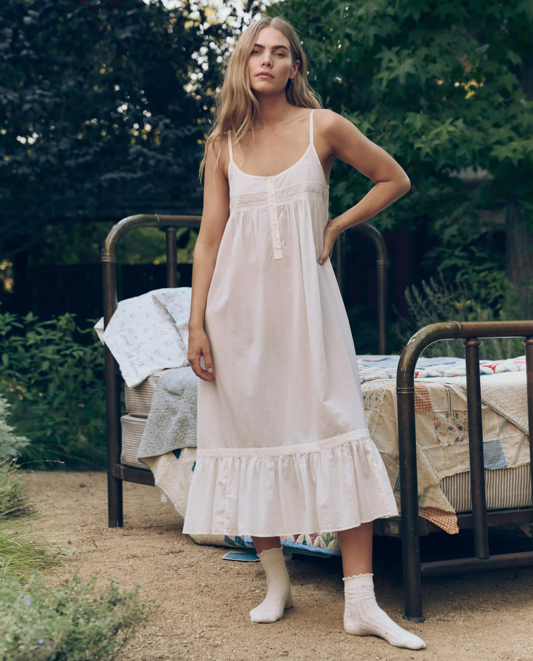 The Eyelet Ruffle Tank Night Dress. -- True White - Image 3
