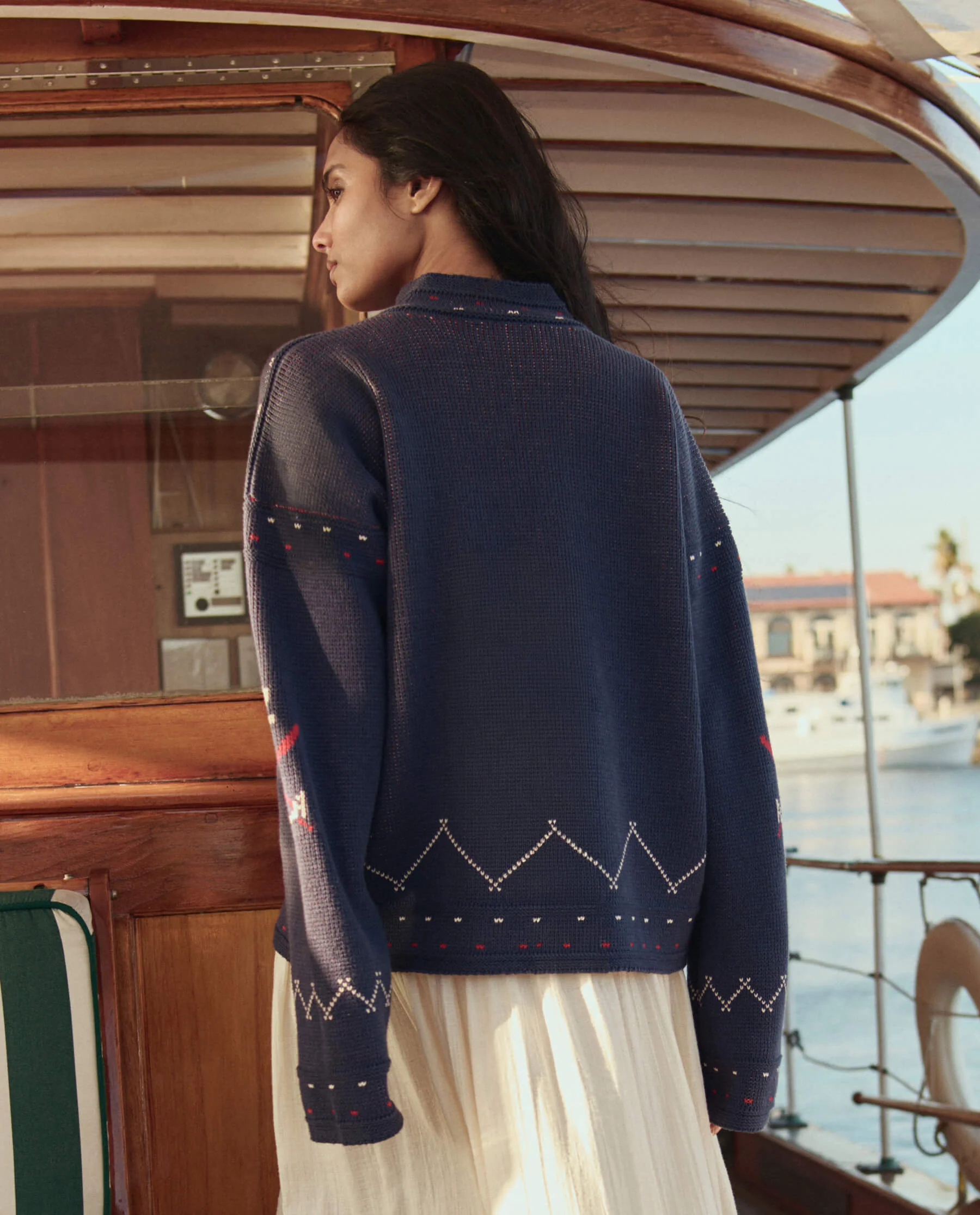 The Fisherman Laceup Pullover. -- Navy - Image 3