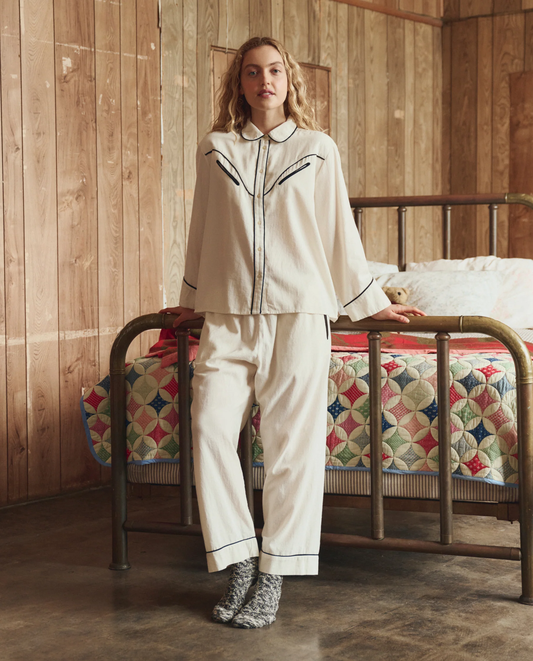 The Flannel Western Easy Sleep Pant. -- Cream and Black - Image 4