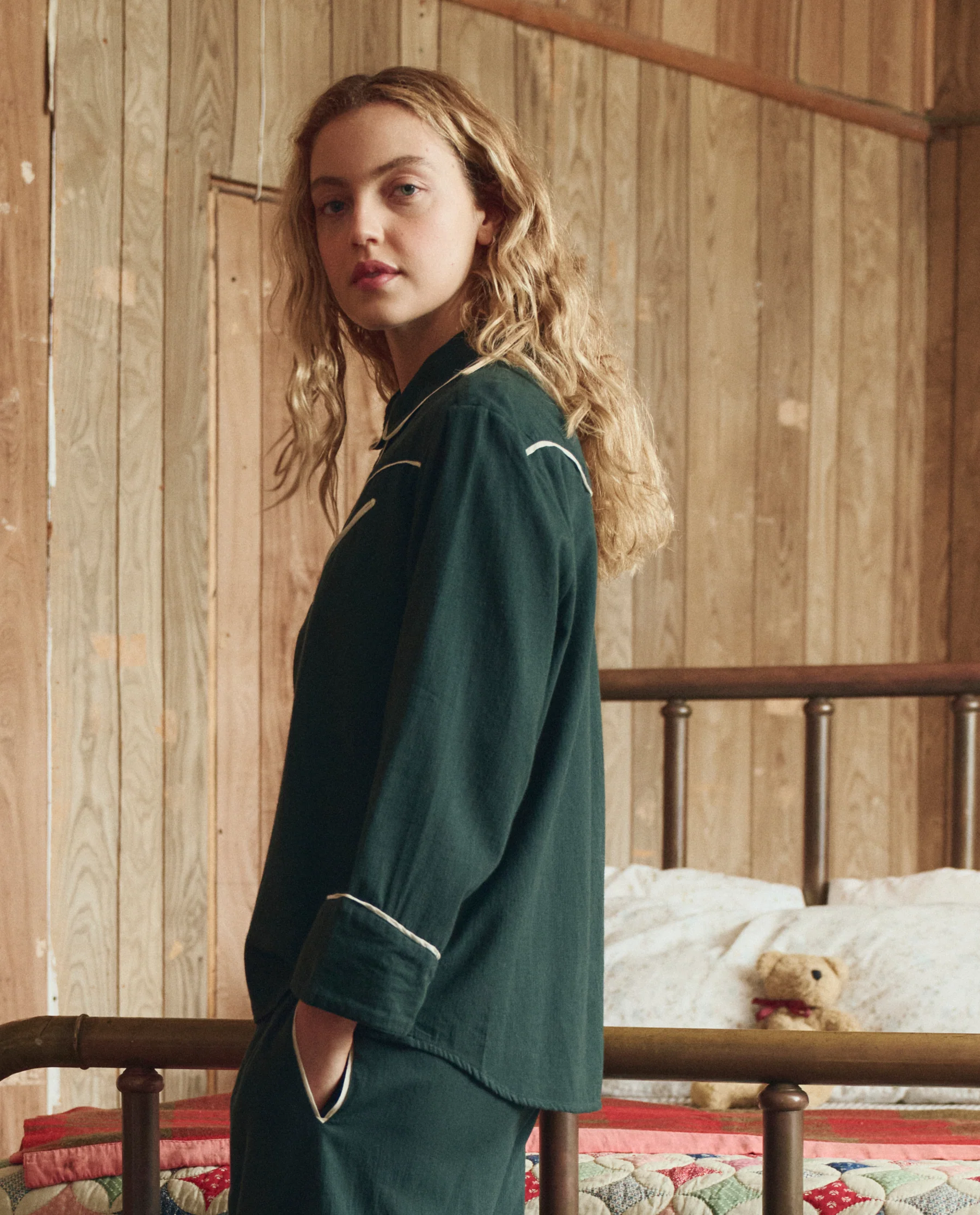 The Flannel Western Pajama Shirt. -- Pine and Cream - Image 4
