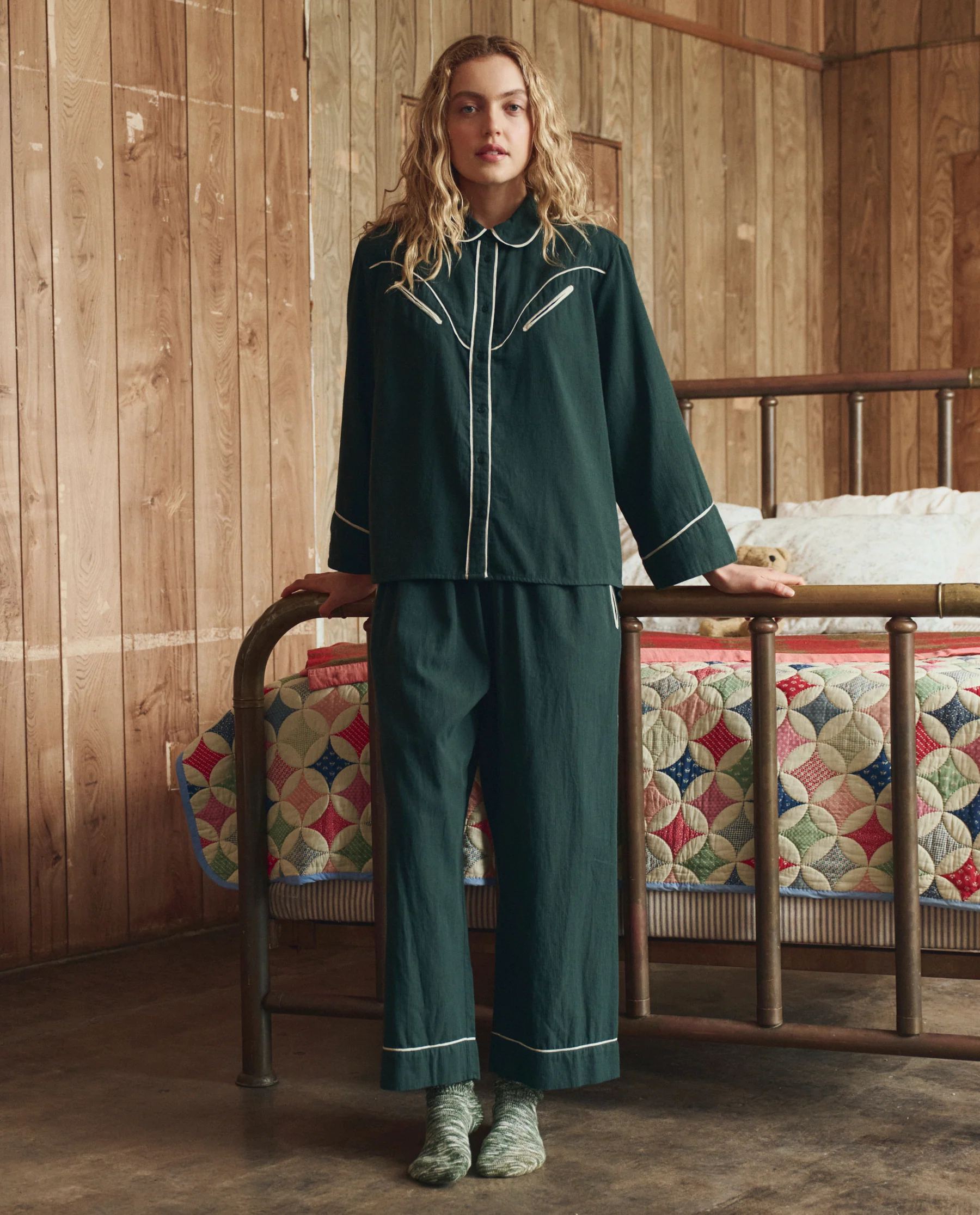 The Flannel Western Pajama Shirt. -- Pine and Cream - Image 5