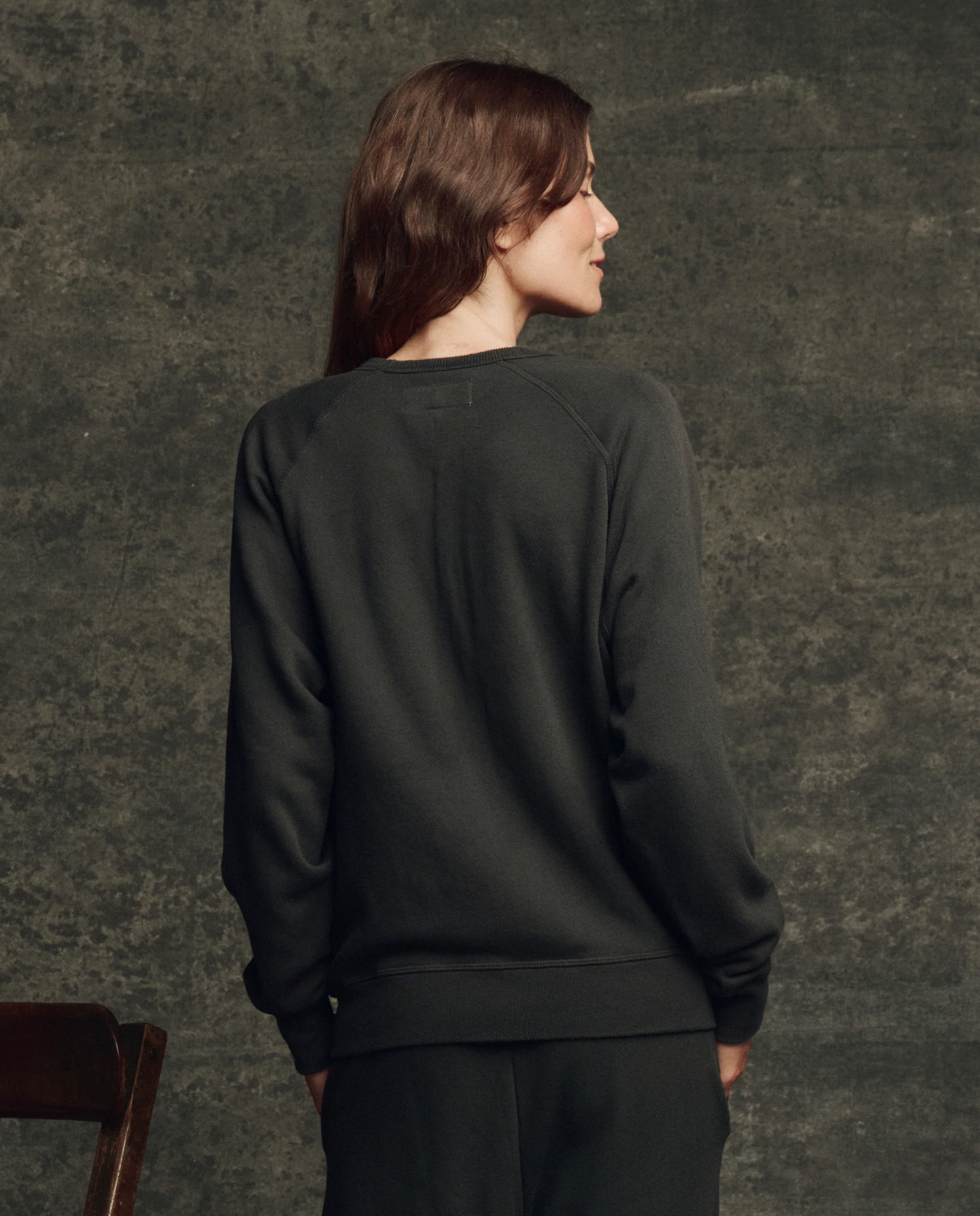 The Fleece College Sweatshirt. Solid -- Almost Black - Image 2