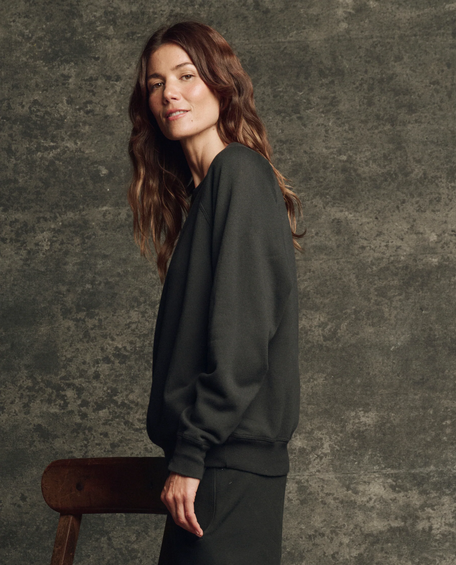 The Fleece College Sweatshirt. Solid -- Almost Black - Image 3