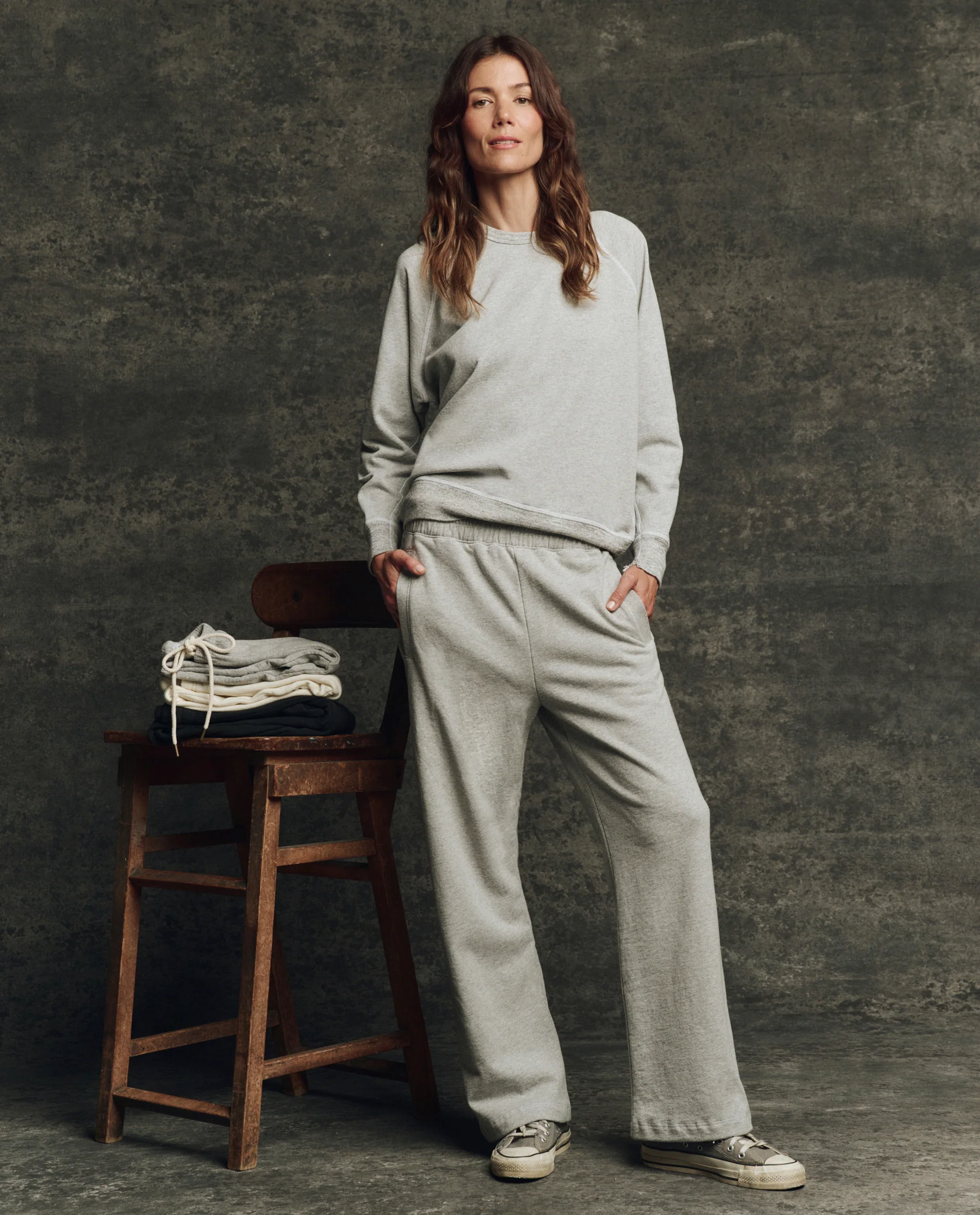 The Fleece College Sweatshirt. Solid -- Heather Grey - Image 4