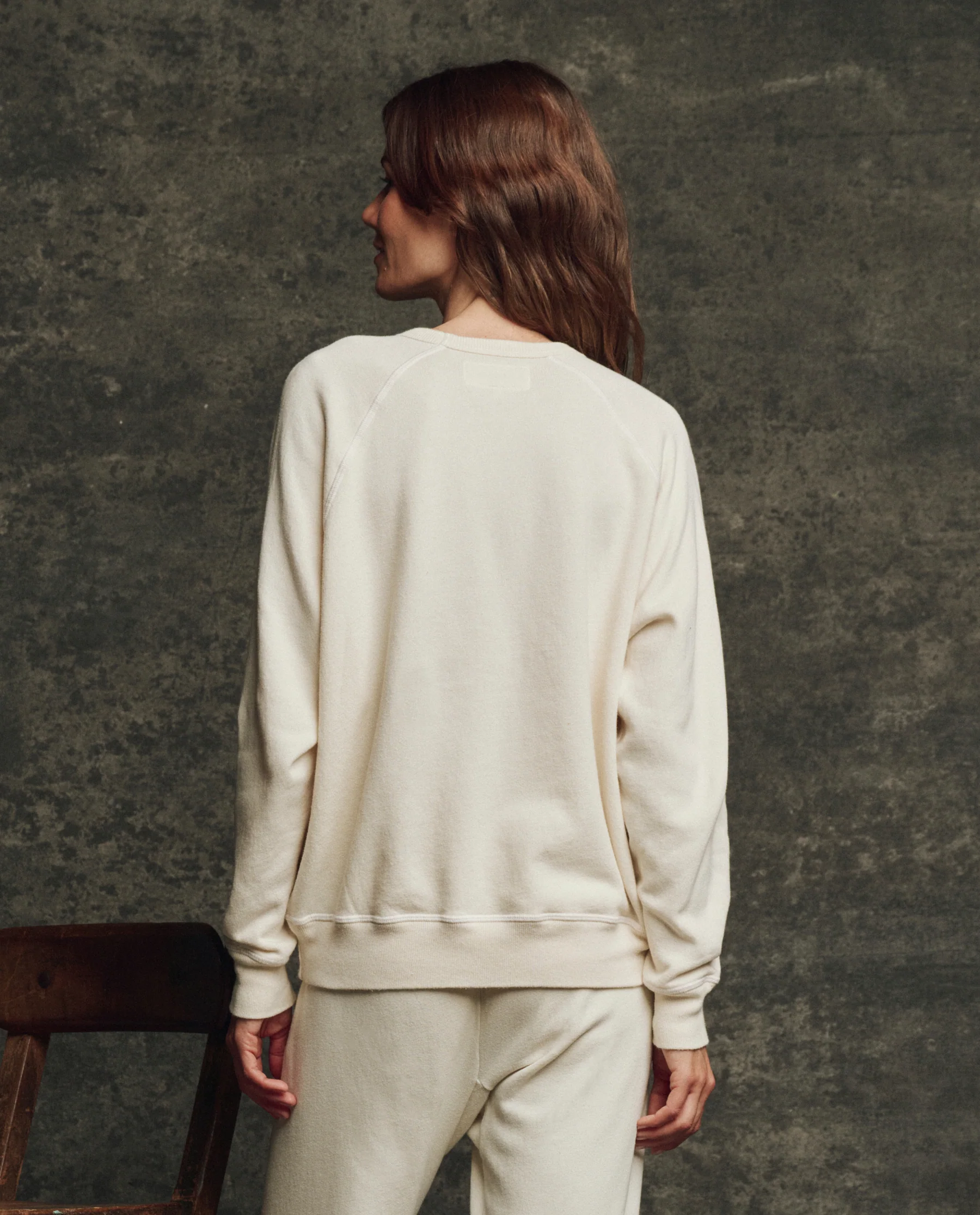 The Fleece College Sweatshirt. Solid -- Washed White - Image 2