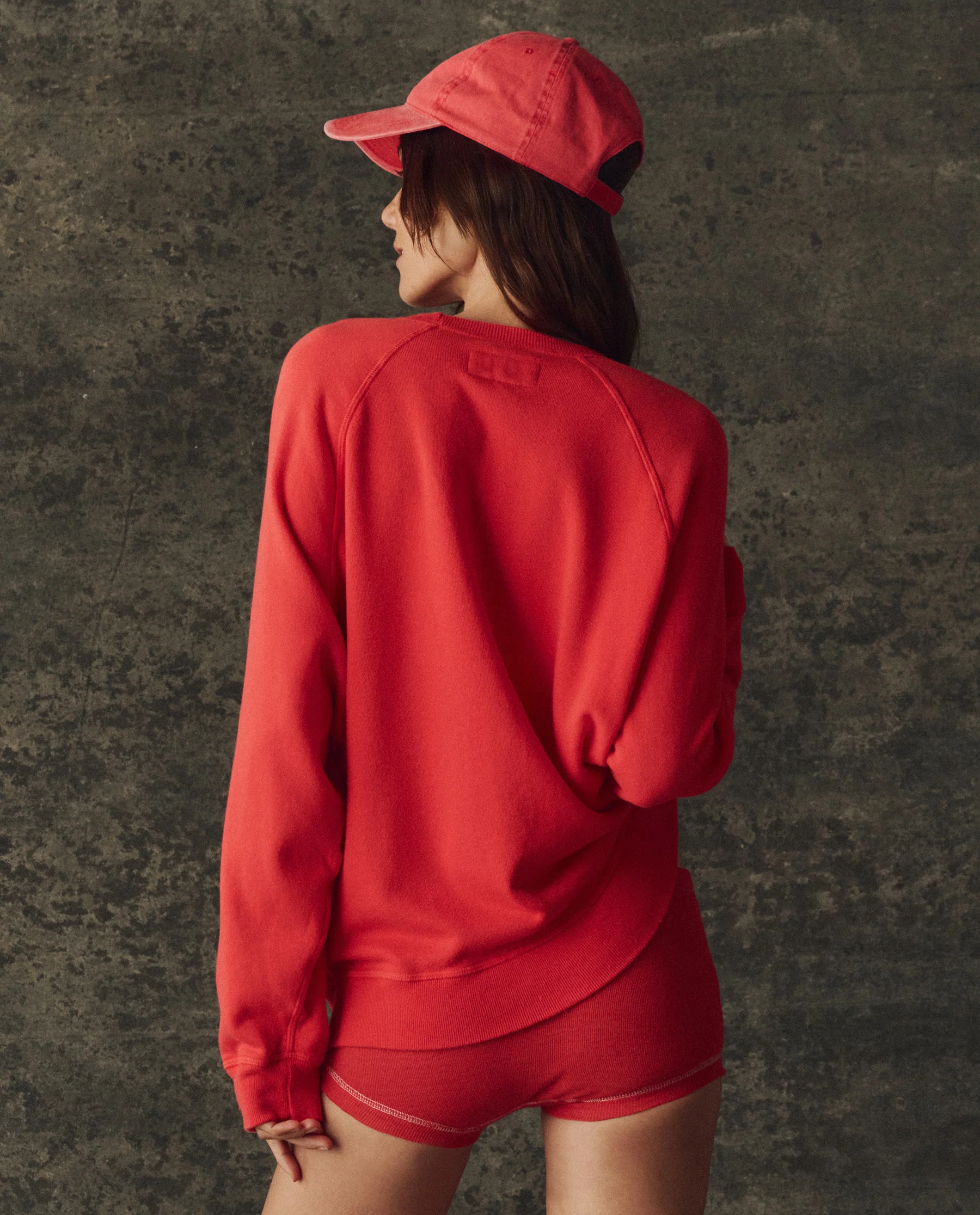 The Fleece Slouch Sweatshirt. Solid -- Bright Red - Image 3