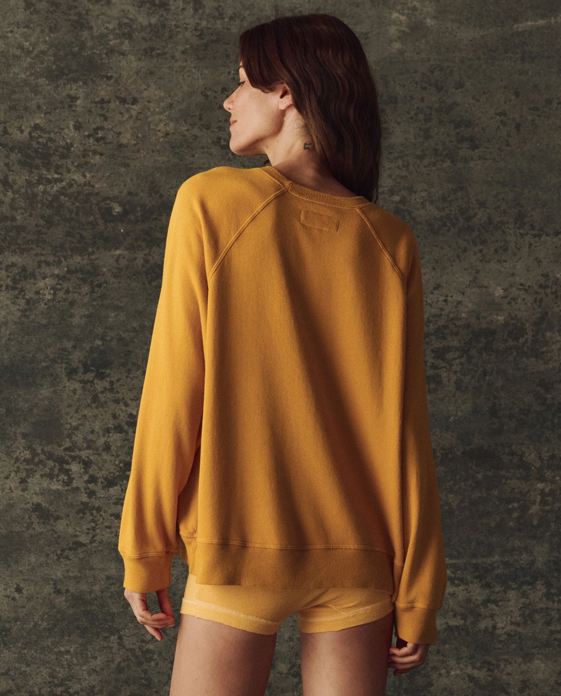 The Fleece Slouch Sweatshirt. Solid -- Bright Yellow - Image 3