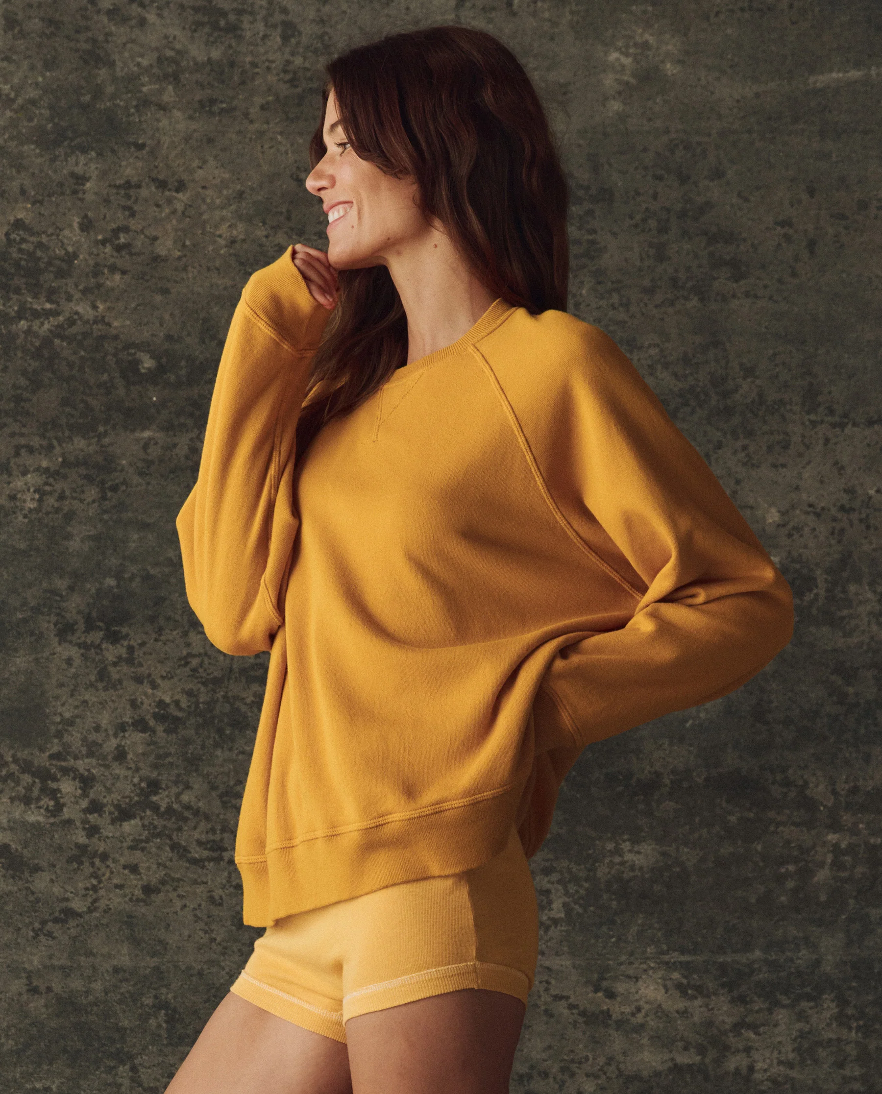 The Fleece Slouch Sweatshirt. Solid -- Bright Yellow - Image 4