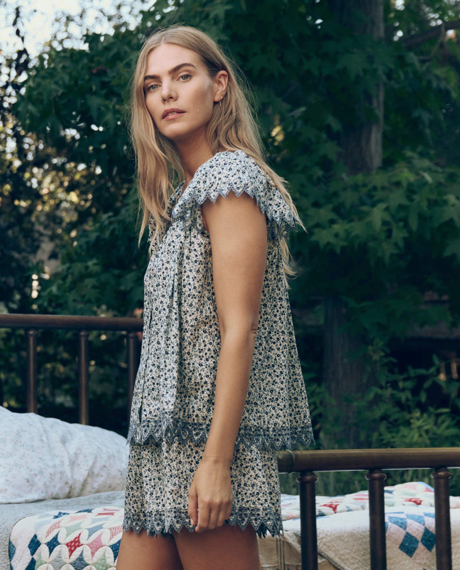 The Flutter Sleeve Eyelet Top. -- Bluebell Ditsy - Image 3
