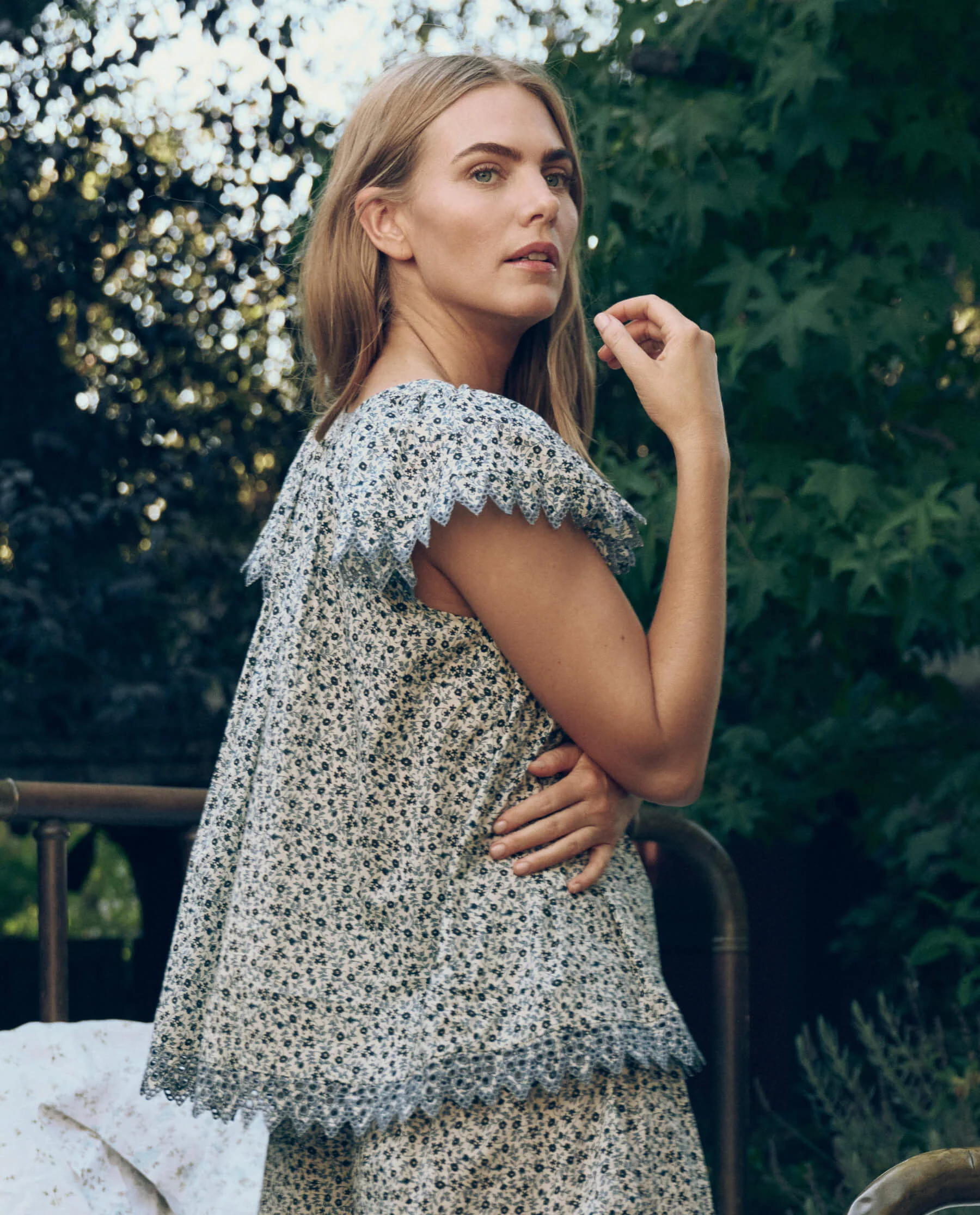 The Flutter Sleeve Eyelet Top. -- Bluebell Ditsy - Image 4