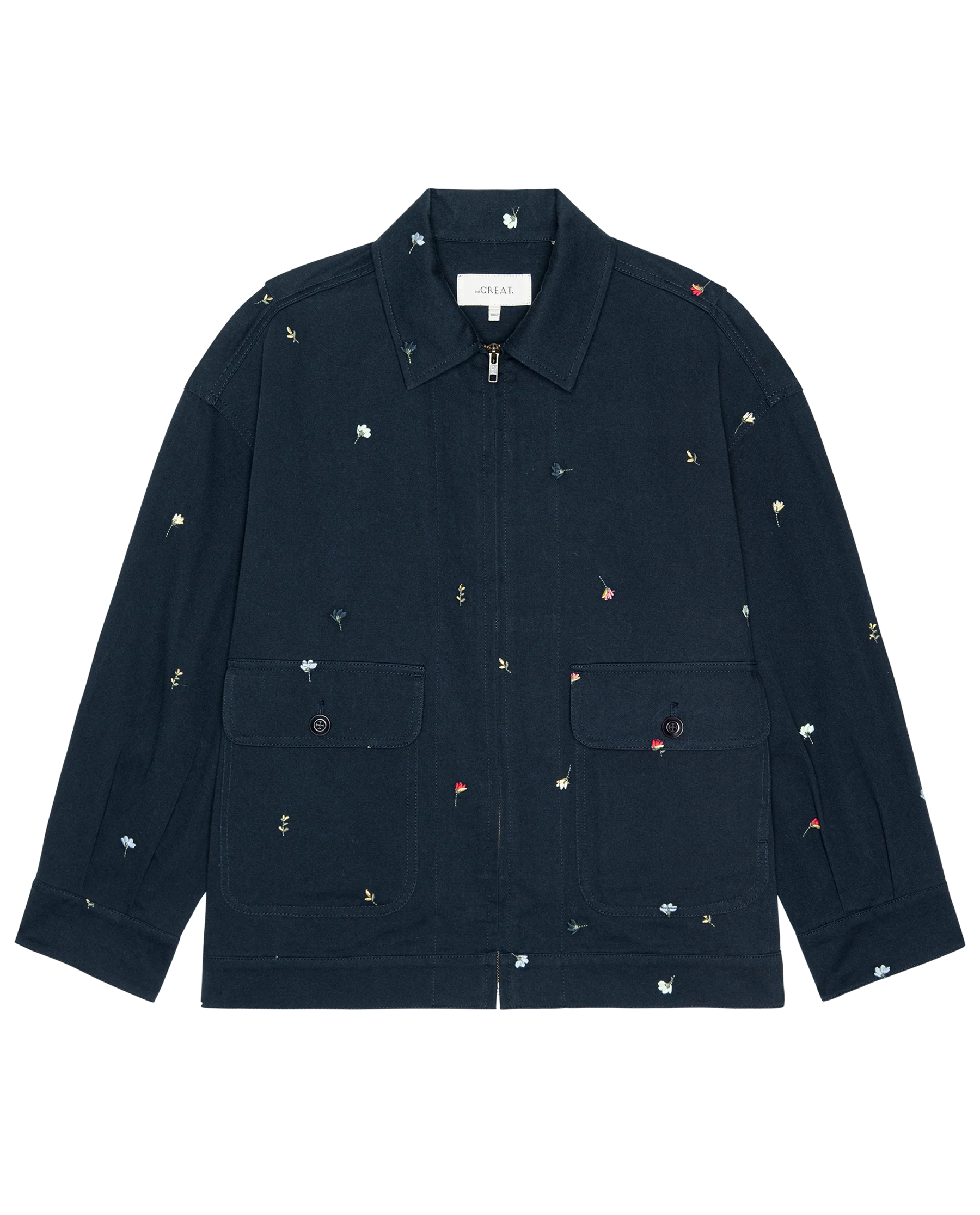 The Folsom Jacket. Embroidered -- Navy with Tossed Floral Embroidery - Image 5